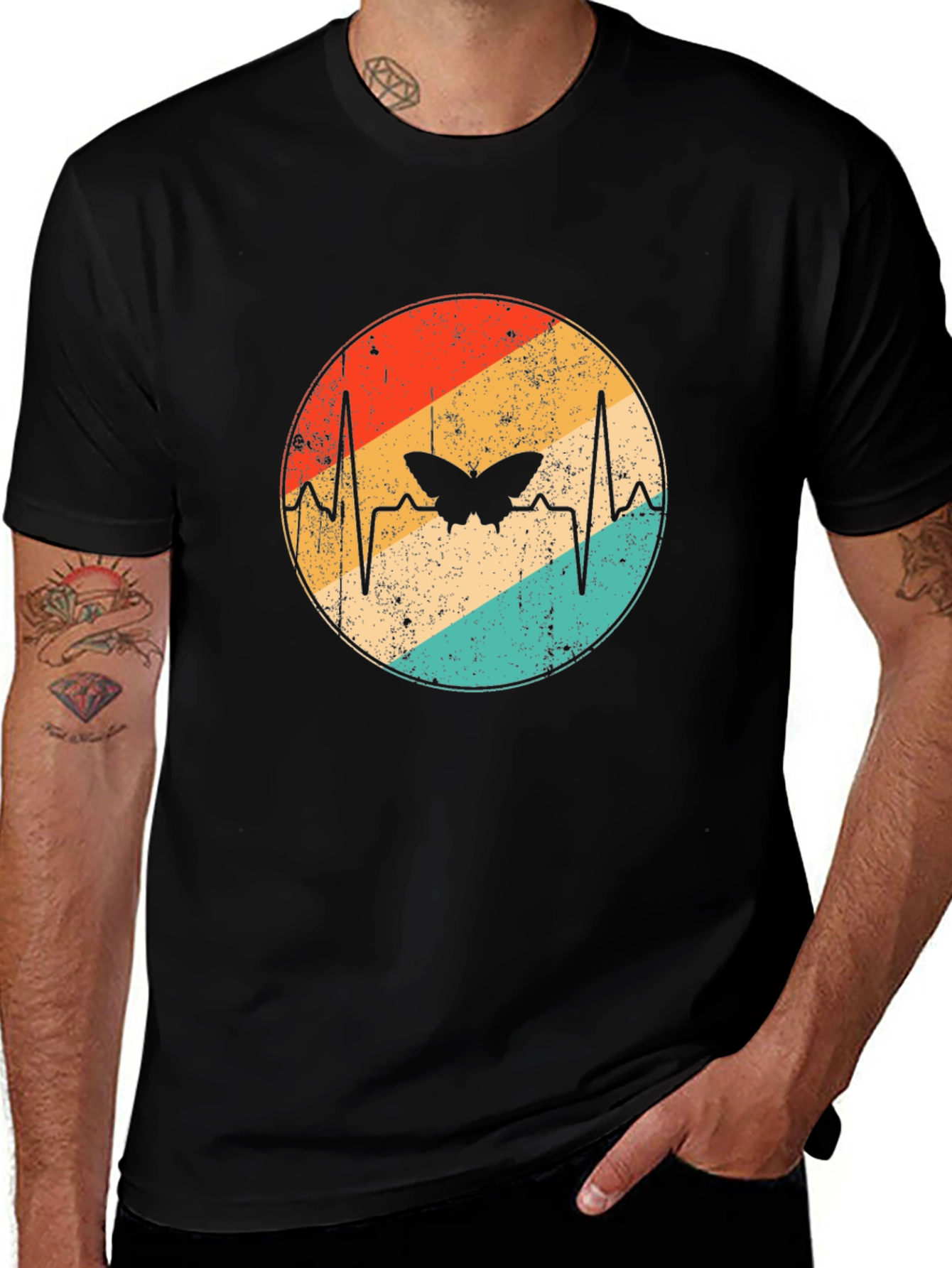 Butterfly Heartbeat Retro Graphic Tee