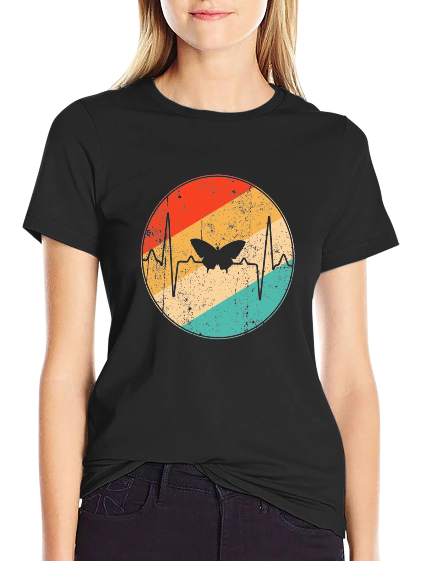 Butterfly Heartbeat Retro Graphic Tee