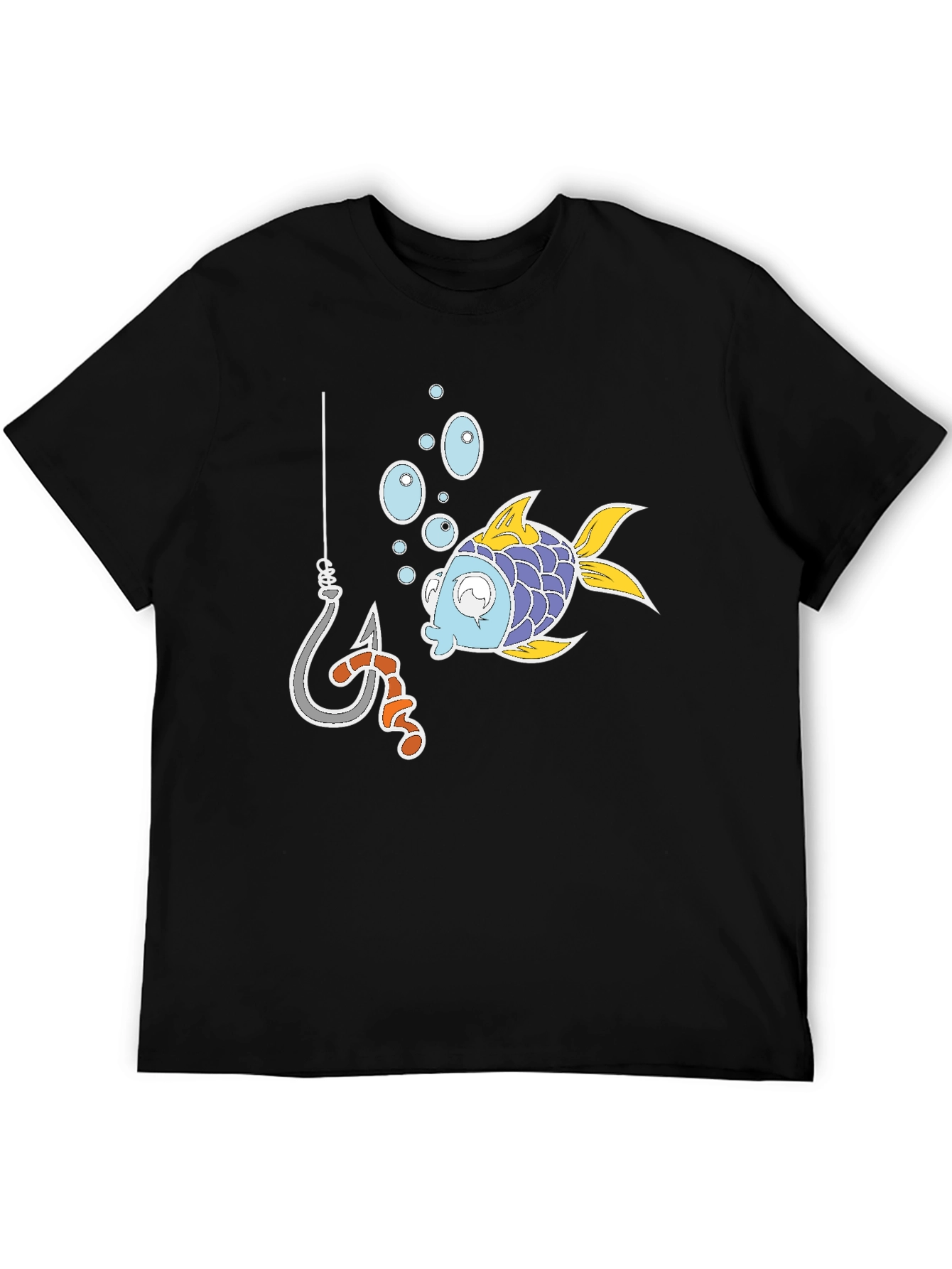 Funny Fish Hook Cartoon Graphic Tee