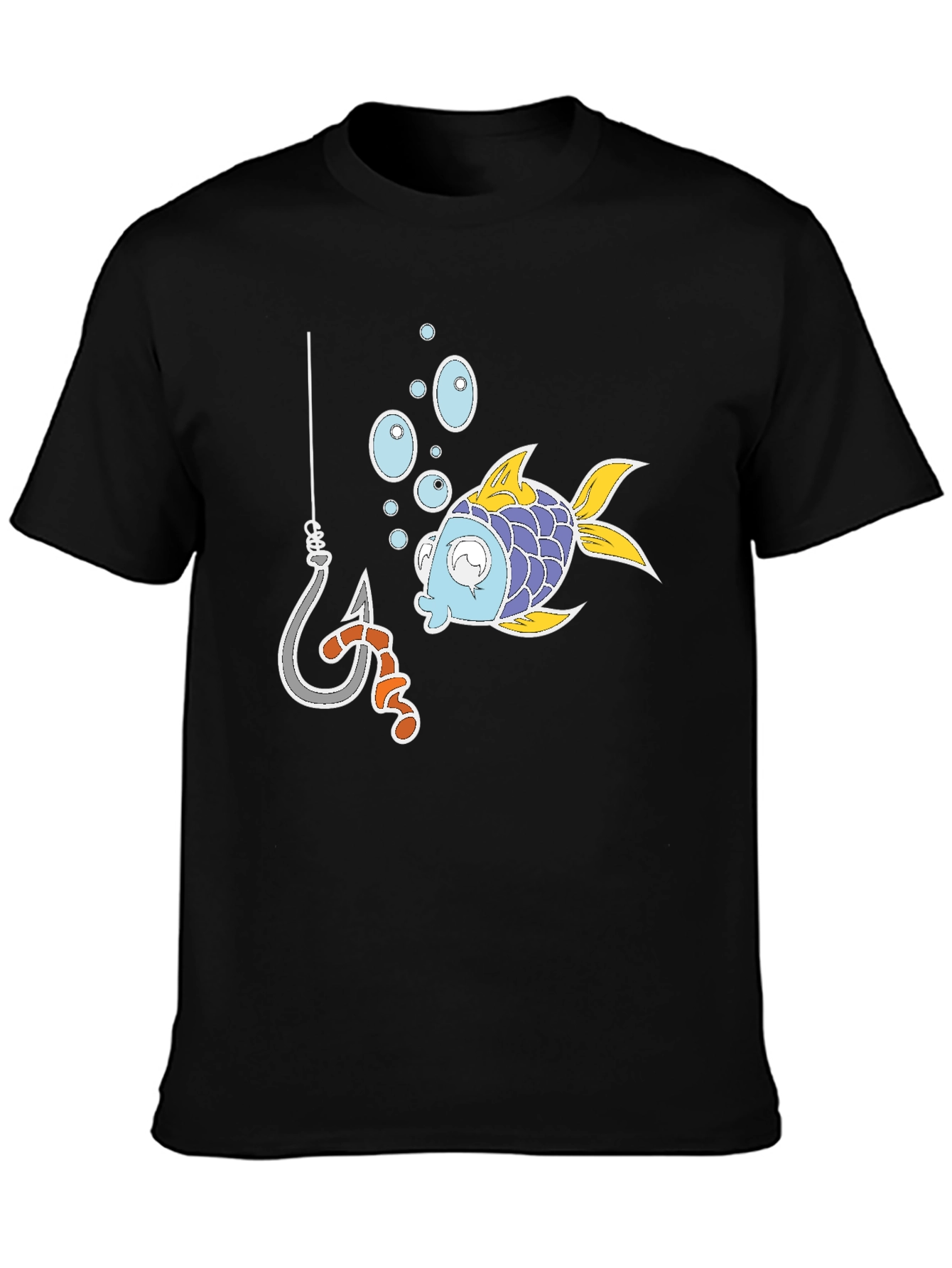 Funny Fish Hook Cartoon Graphic Tee
