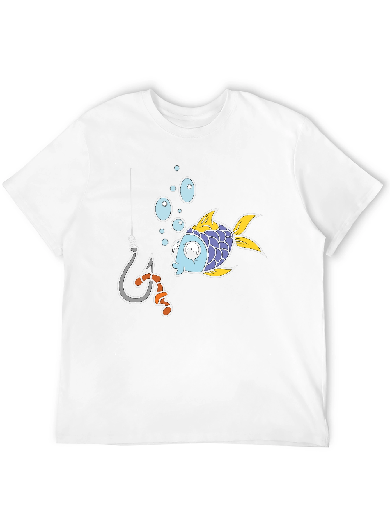 Funny Fish Hook Cartoon Graphic Tee