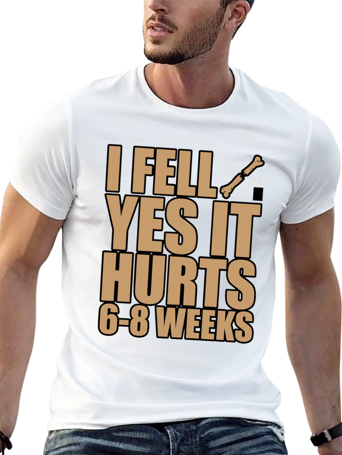 I Fell Bone Humor Black T-Shirt