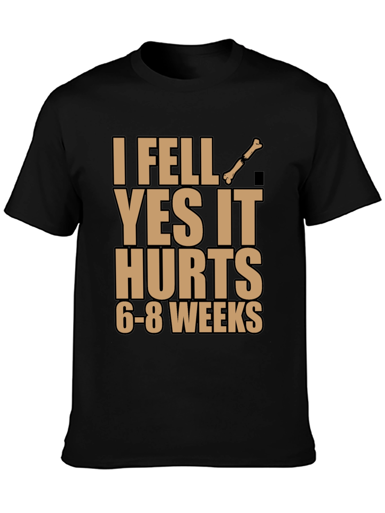 I Fell Bone Humor Black T-Shirt
