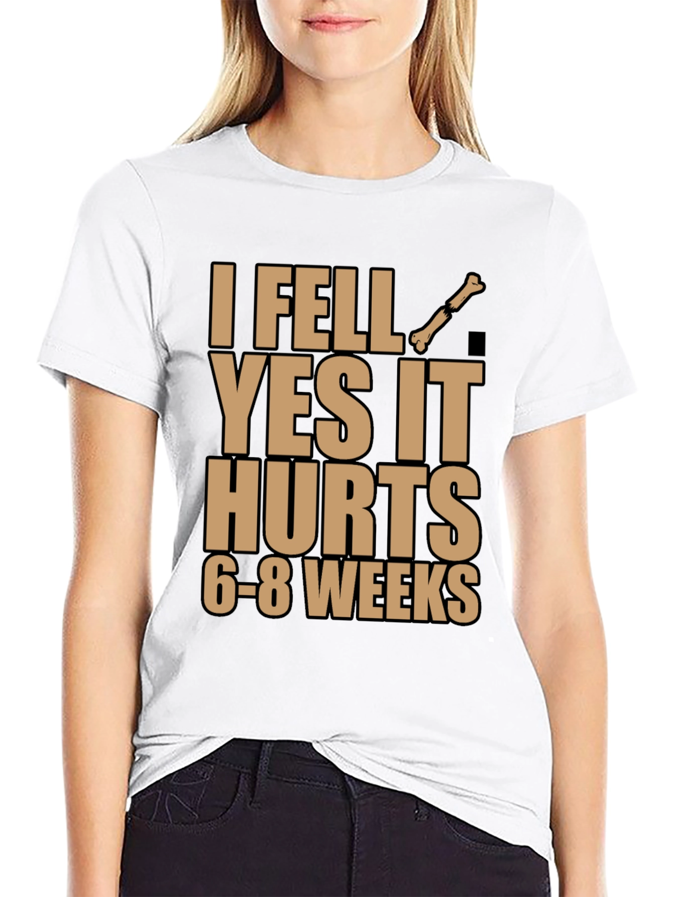 I Fell Bone Humor Black T-Shirt