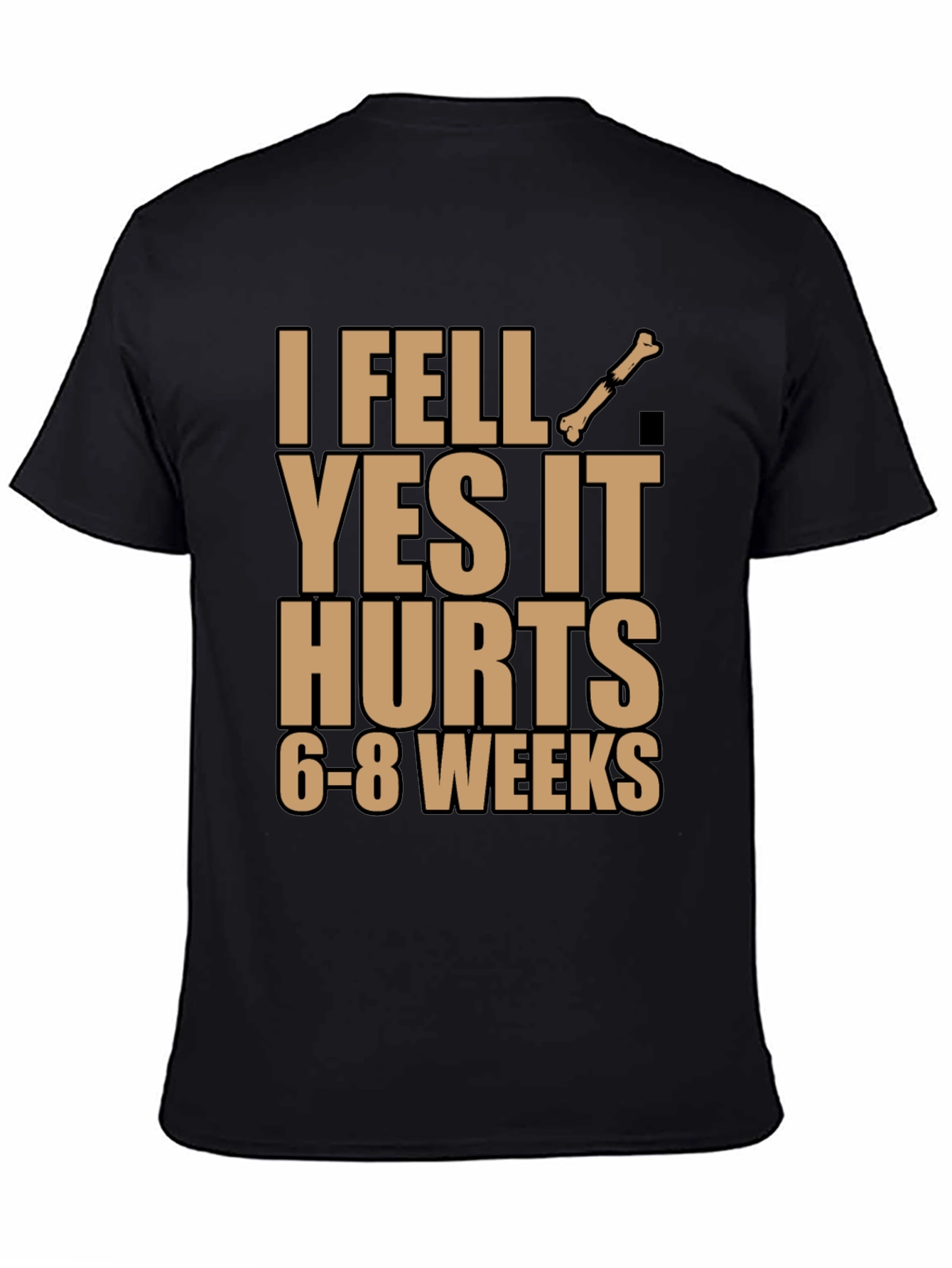 I Fell Bone Humor Black T-Shirt
