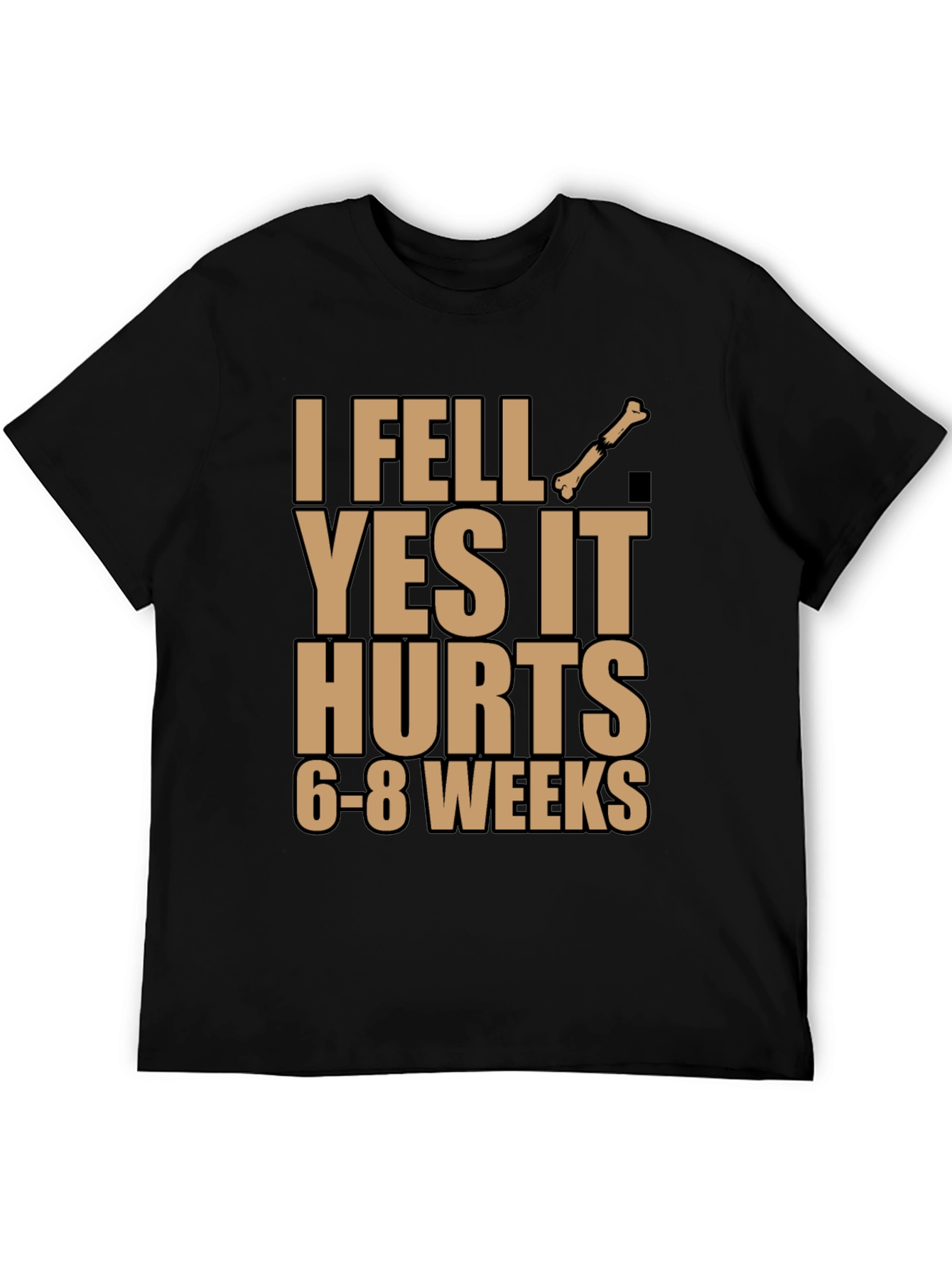 I Fell Bone Humor Black T-Shirt