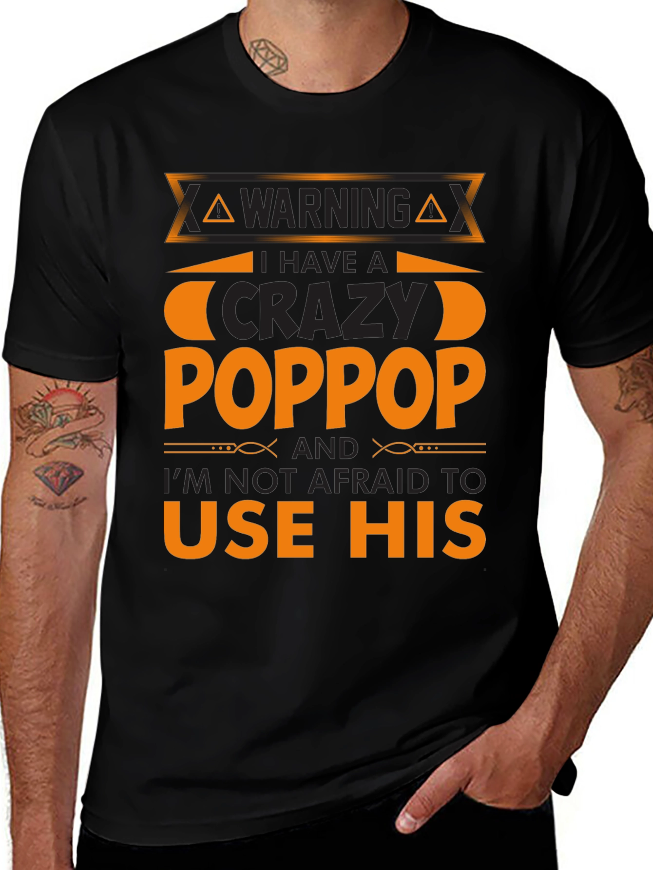 Crazy Poppop Warning T-Shirt - Funny Grandfather Tee