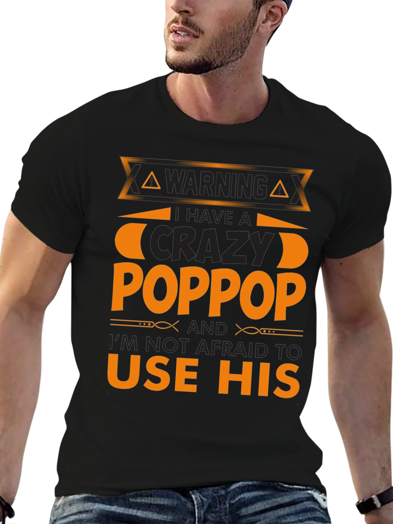 Crazy Poppop Warning T-Shirt - Funny Grandfather Tee
