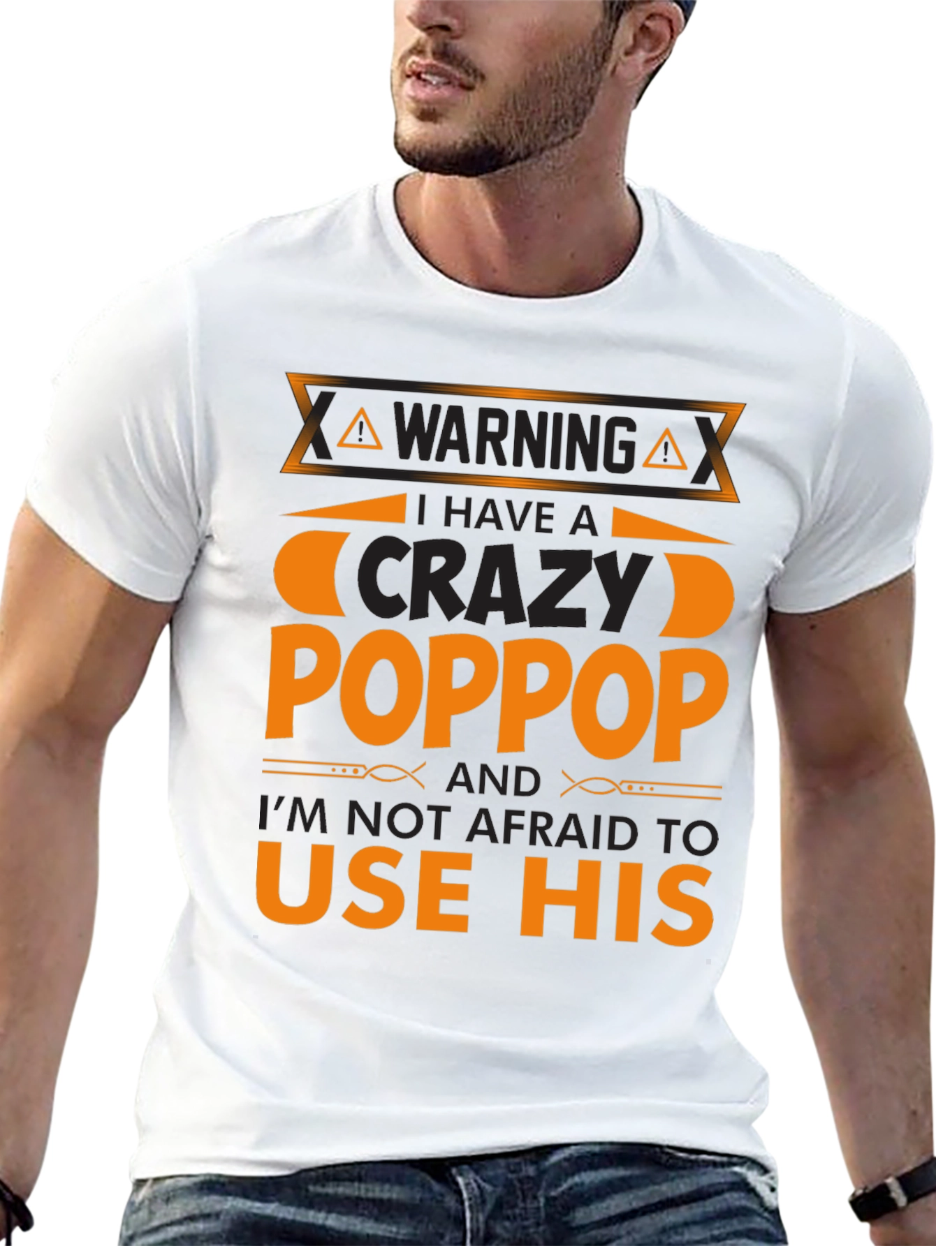 Crazy Poppop Warning T-Shirt - Funny Grandfather Tee