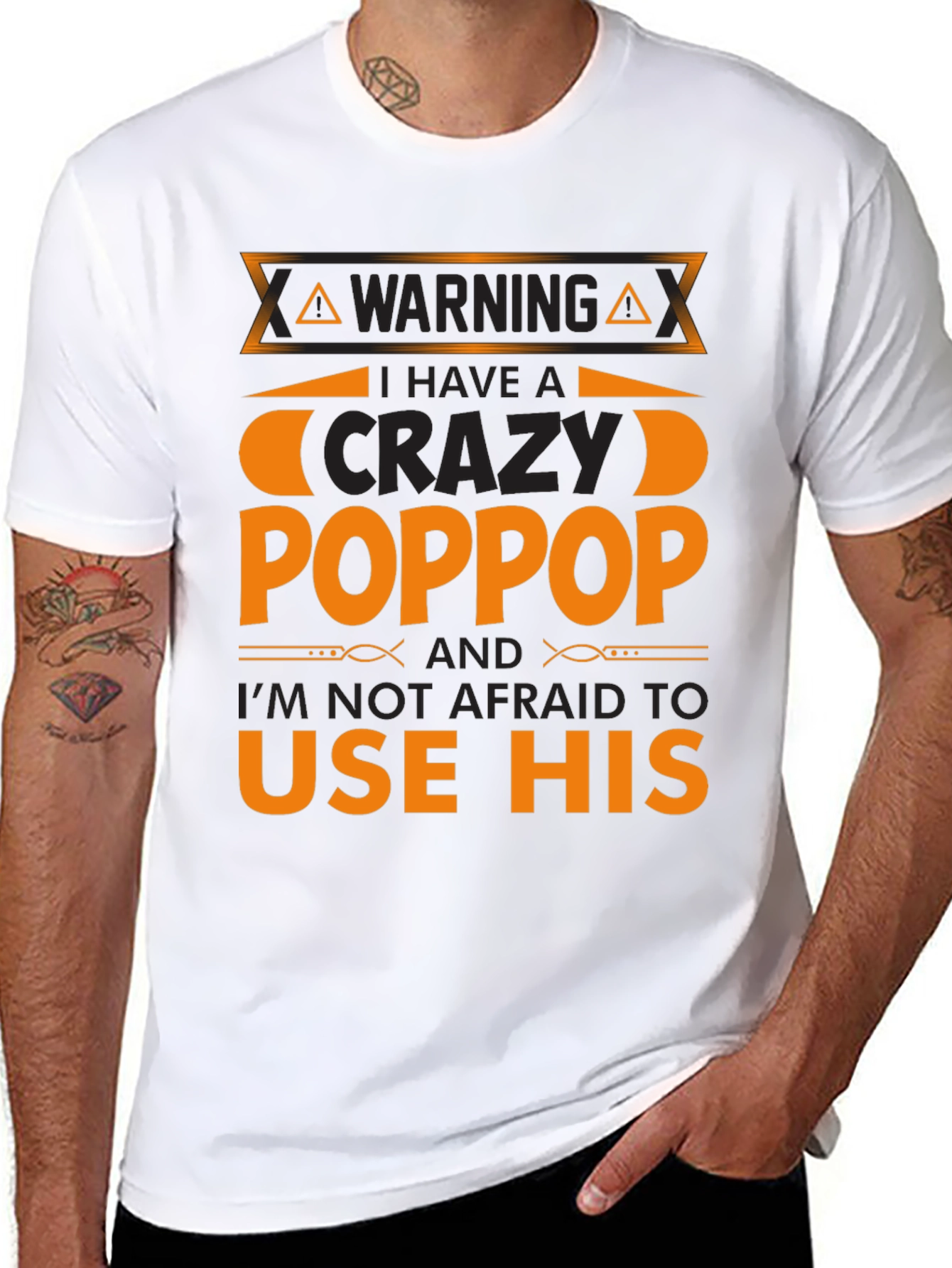 Crazy Poppop Warning T-Shirt - Funny Grandfather Tee