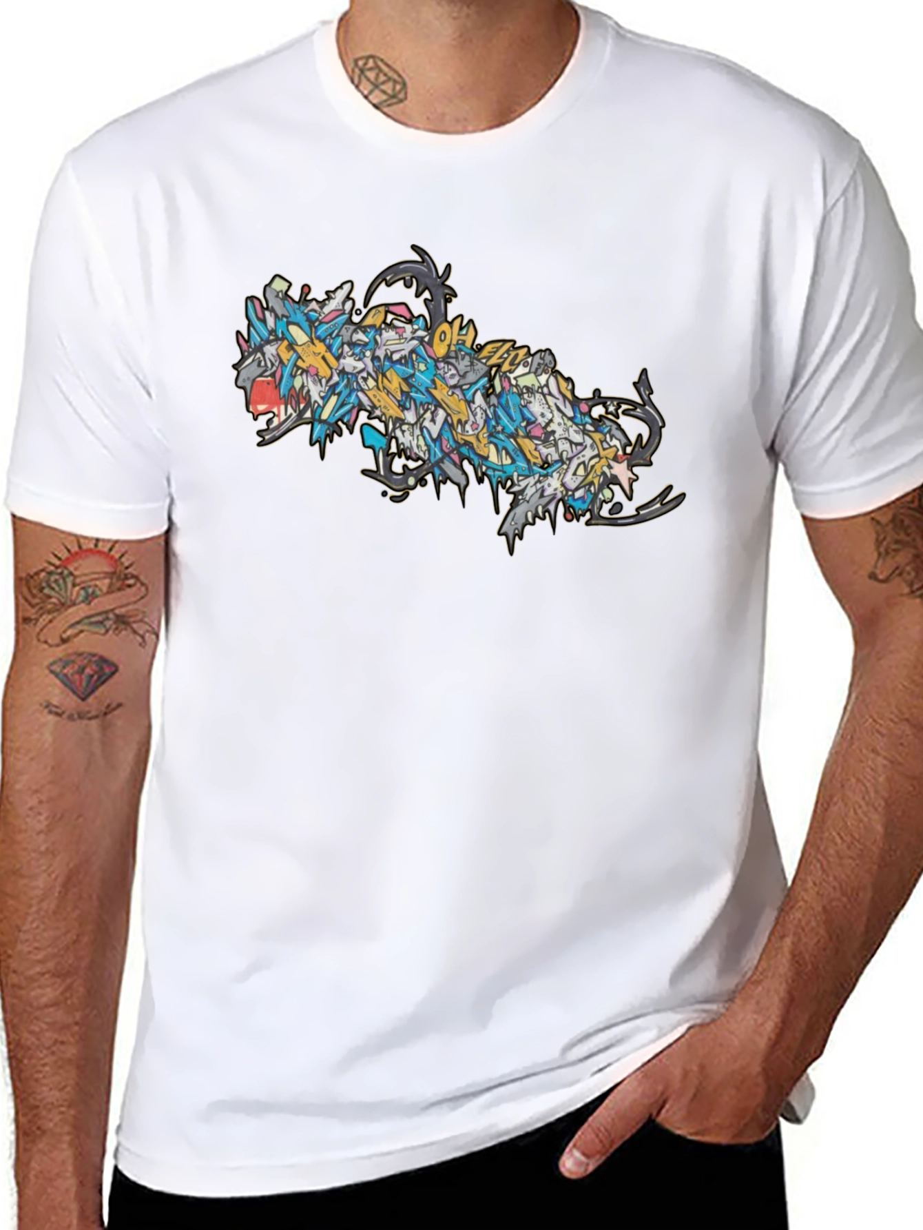 Abstract Dragon Graphic Black T-Shirt