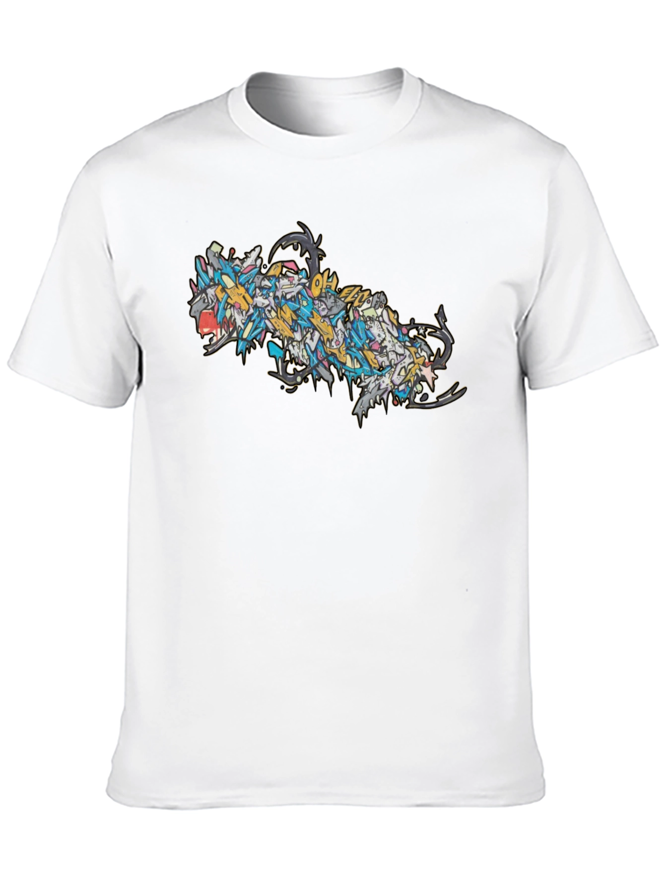 Abstract Dragon Graphic Black T-Shirt