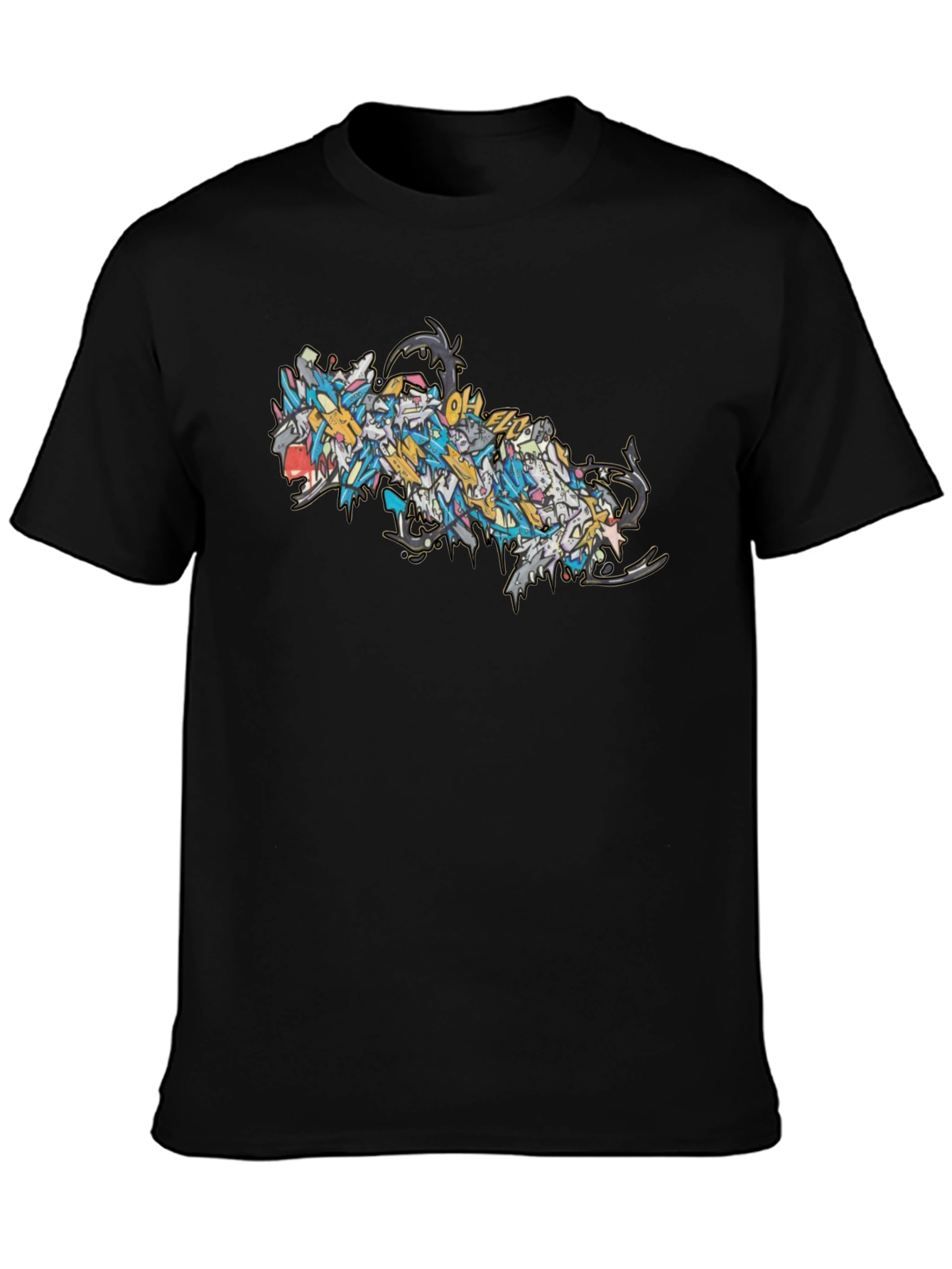 Abstract Dragon Graphic Black T-Shirt