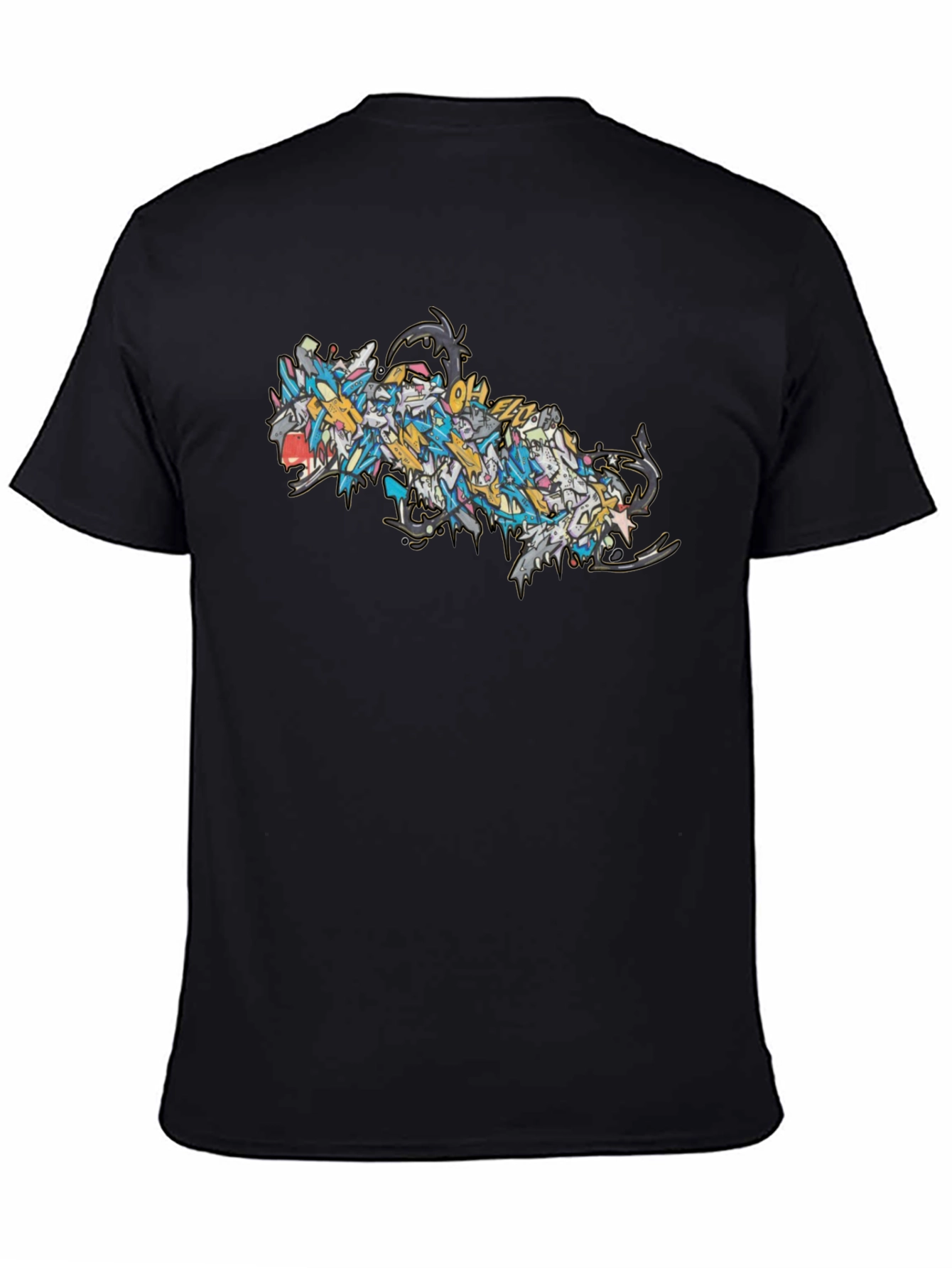 Abstract Dragon Graphic Black T-Shirt