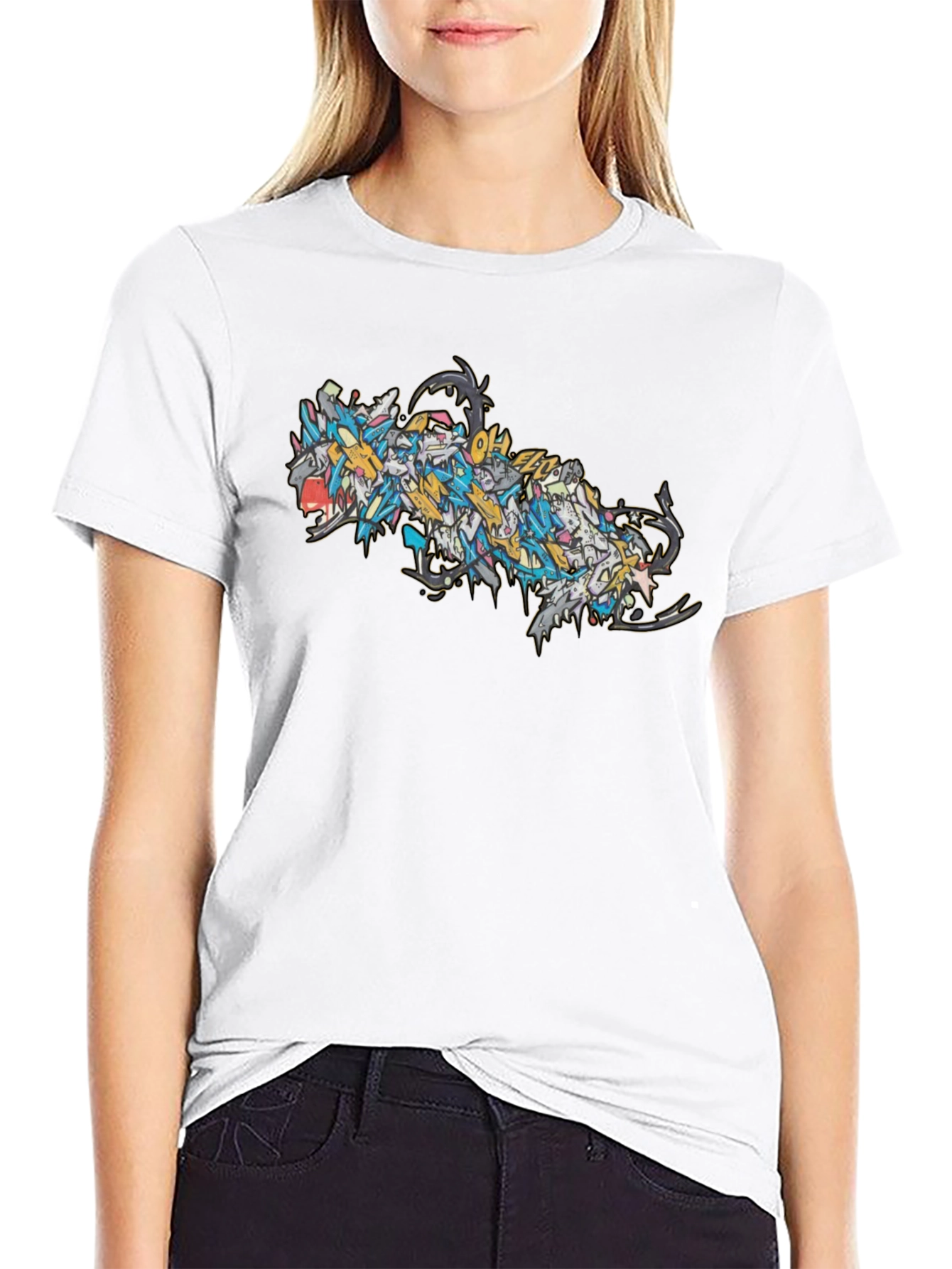 Abstract Dragon Graphic Black T-Shirt