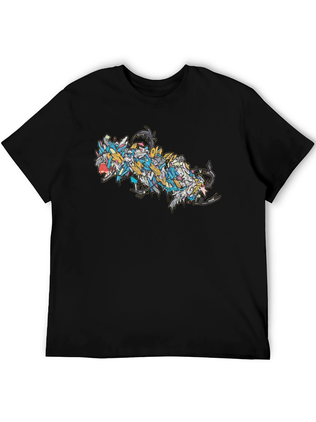 Abstract Dragon Graphic Black T-Shirt