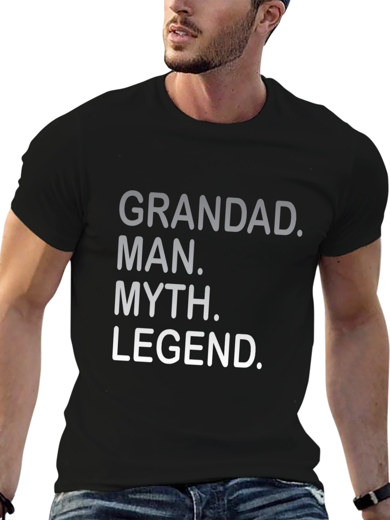 Grandad Man Myth Legend Black Graphic Tee