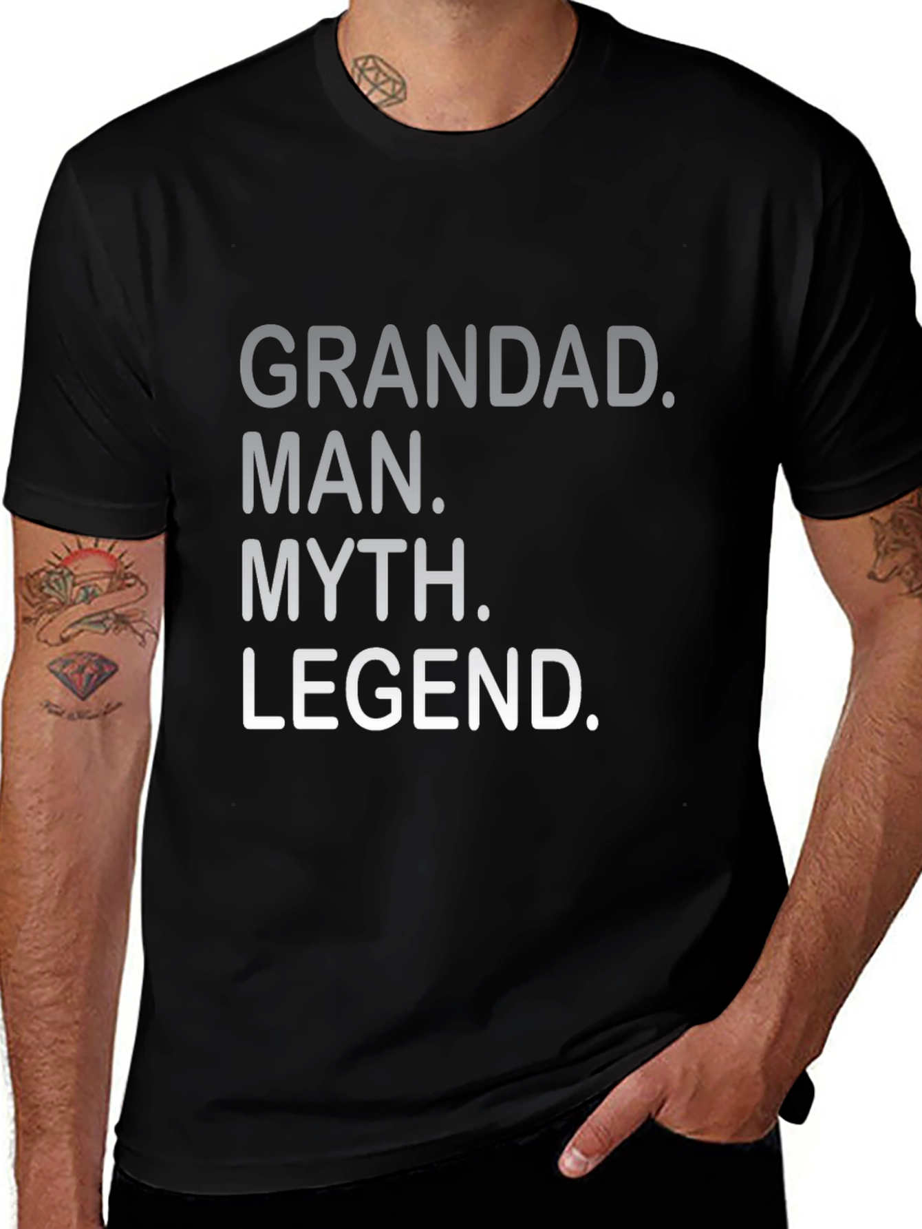 Grandad Man Myth Legend Black Graphic Tee