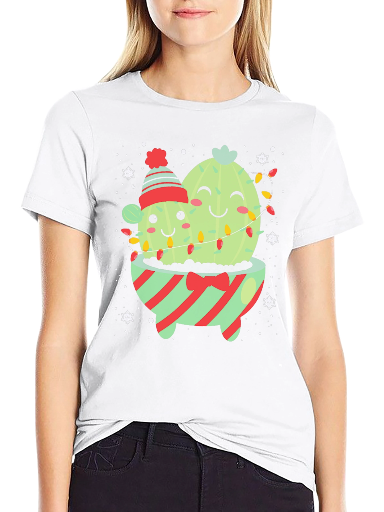 Festive Cactus Graphic Tee - Holiday Cheer!