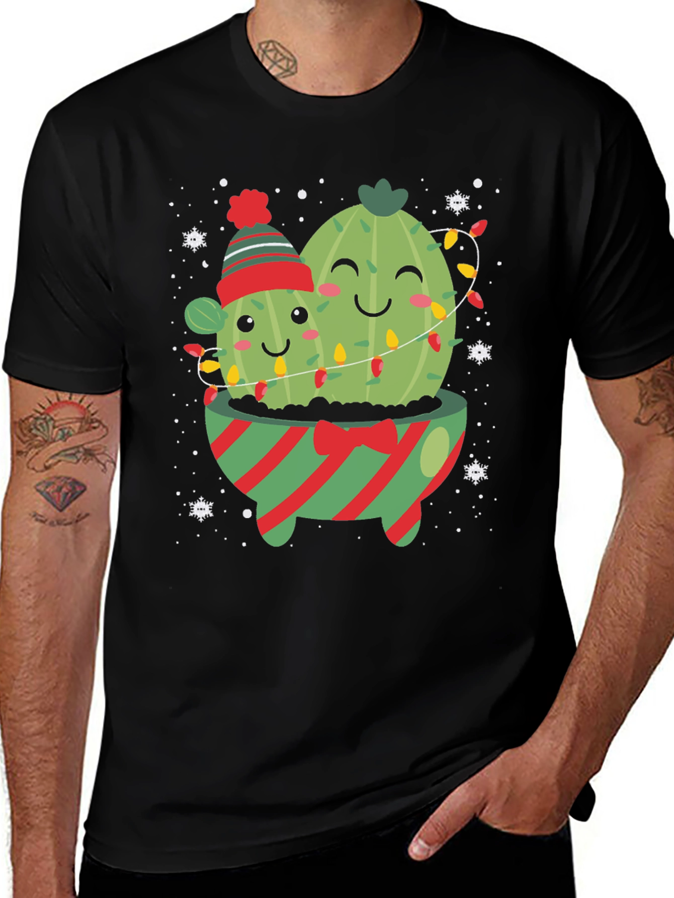 Festive Cactus Graphic Tee - Holiday Cheer!