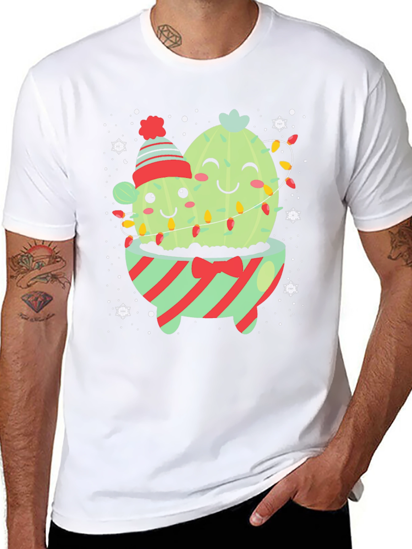Festive Cactus Graphic Tee - Holiday Cheer!