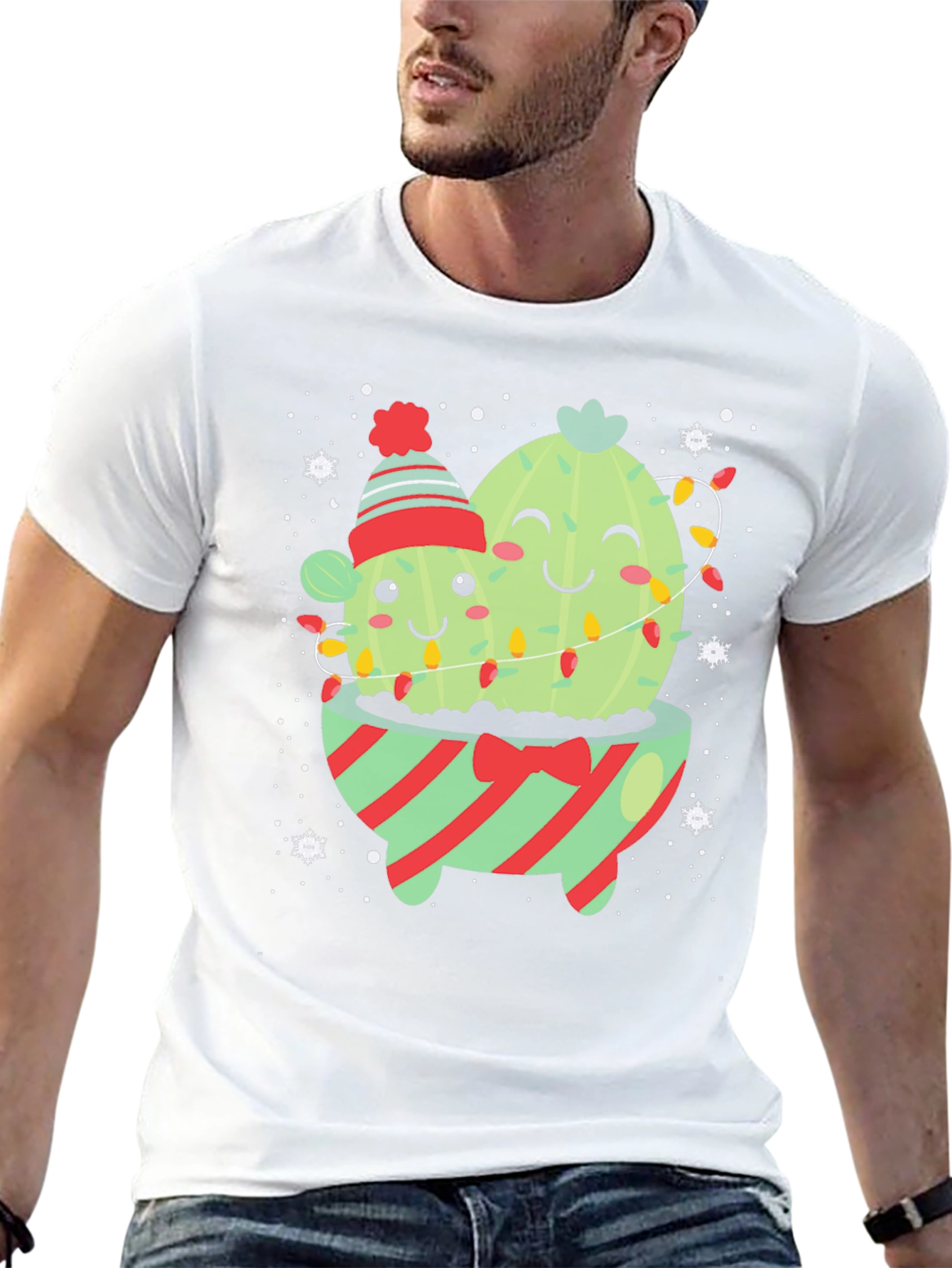 Festive Cactus Graphic Tee - Holiday Cheer!