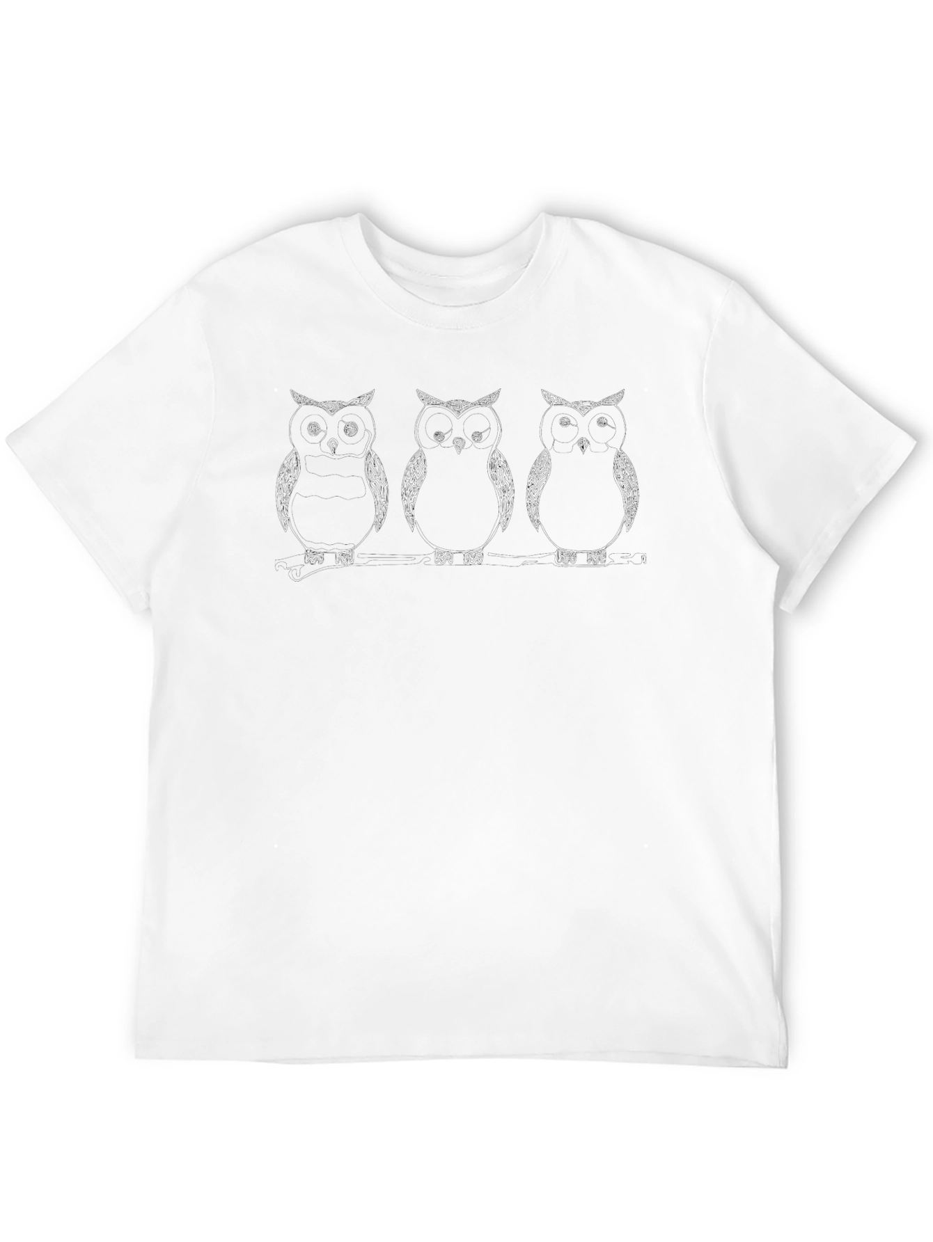 Owl Trio Graphic T-Shirt - Stylish Black Tee