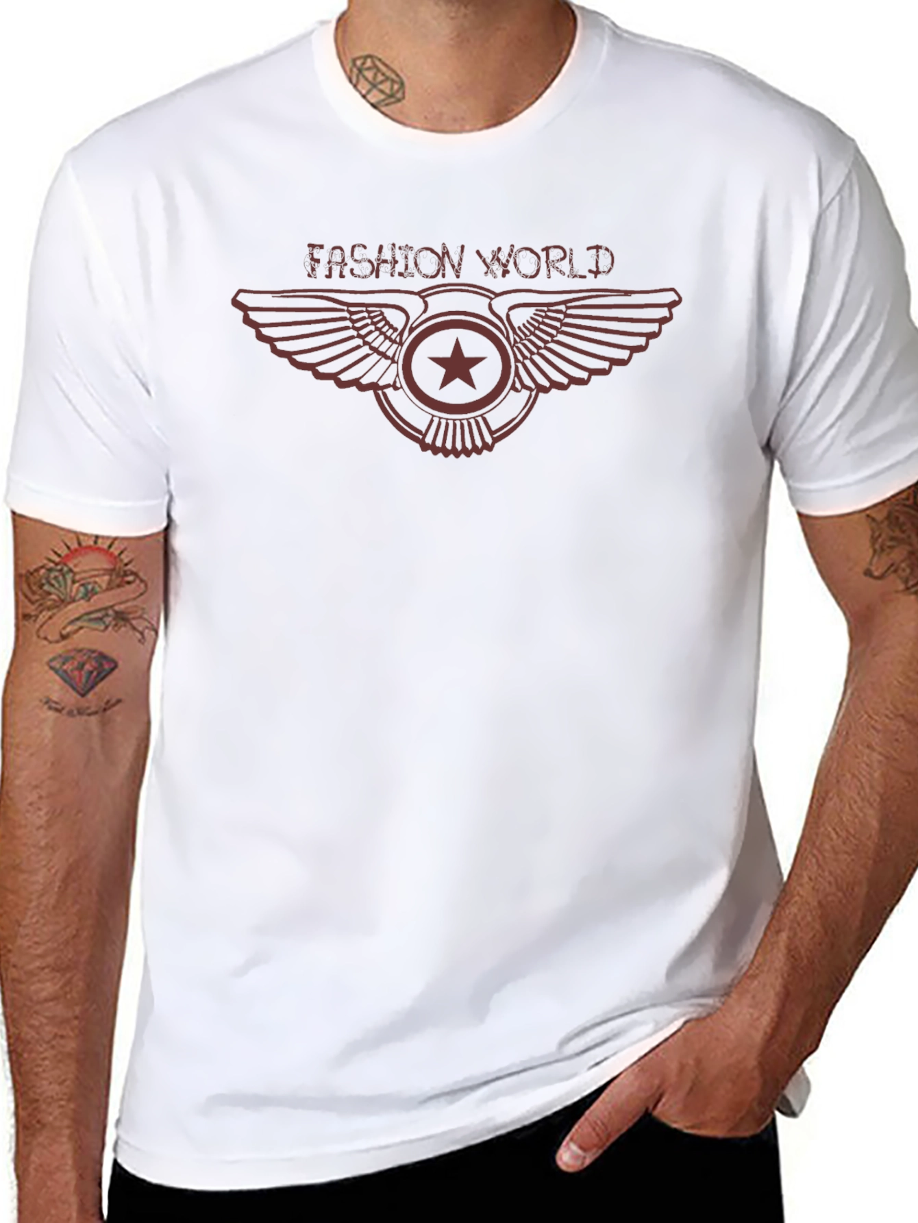 Fashion World Graphic Tee - Stylish Mens T-Shirt