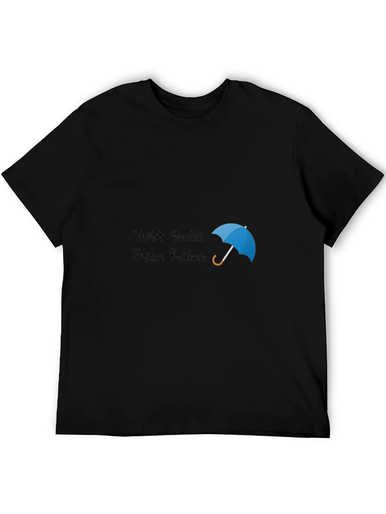 Just Smile Even Rains Black Graphic Tee
