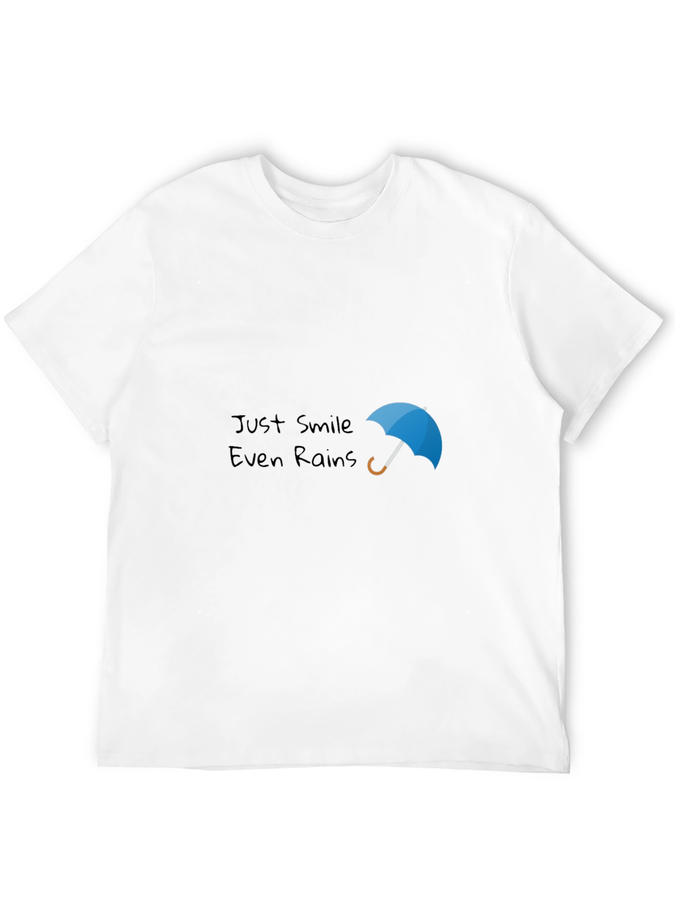 Just Smile Even Rains Black Graphic Tee