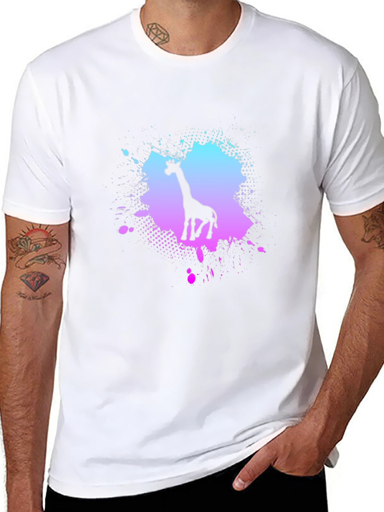Giraffe Graphic Print Crew Neck T-Shirt
