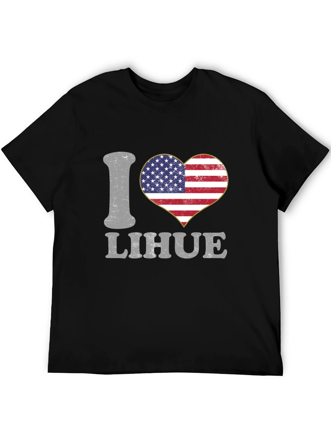 I Love Lihue American Flag Heart T-Shirt