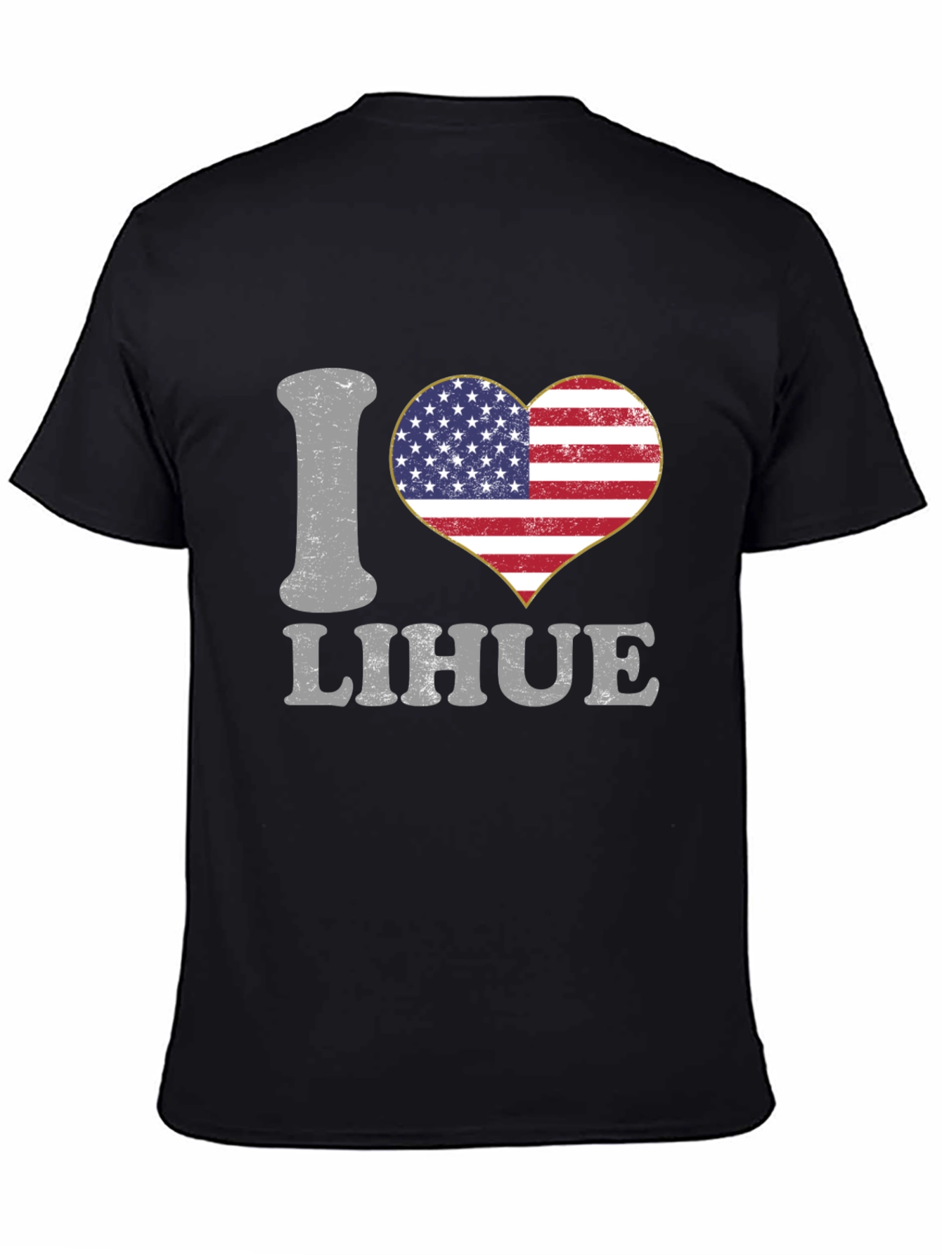 I Love Lihue American Flag Heart T-Shirt