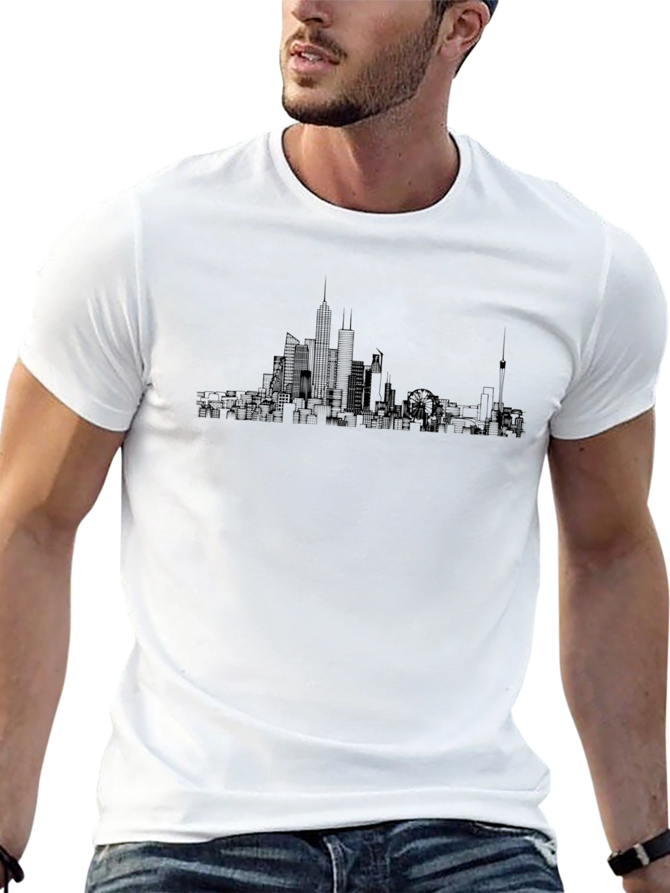 City Skyline Graphic Tee - Modern Black T-Shirt