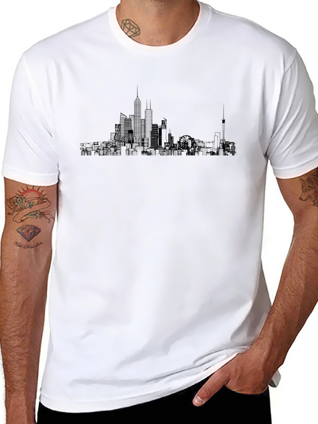 City Skyline Graphic Tee - Modern Black T-Shirt