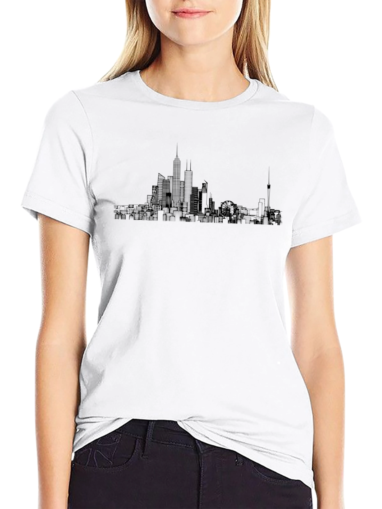 City Skyline Graphic Tee - Modern Black T-Shirt