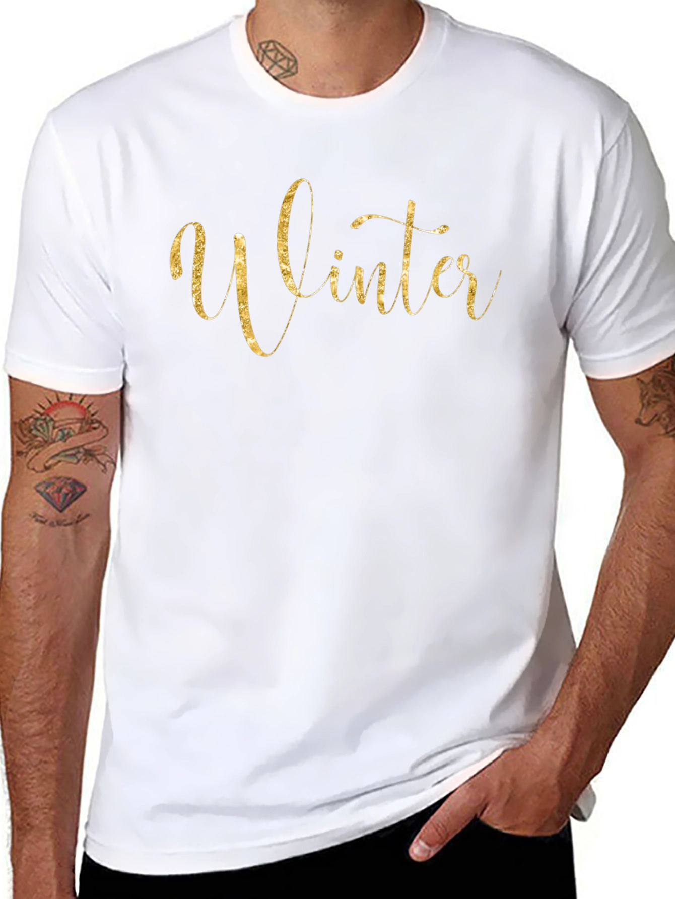 Winter Gold Script Black T-Shirt
