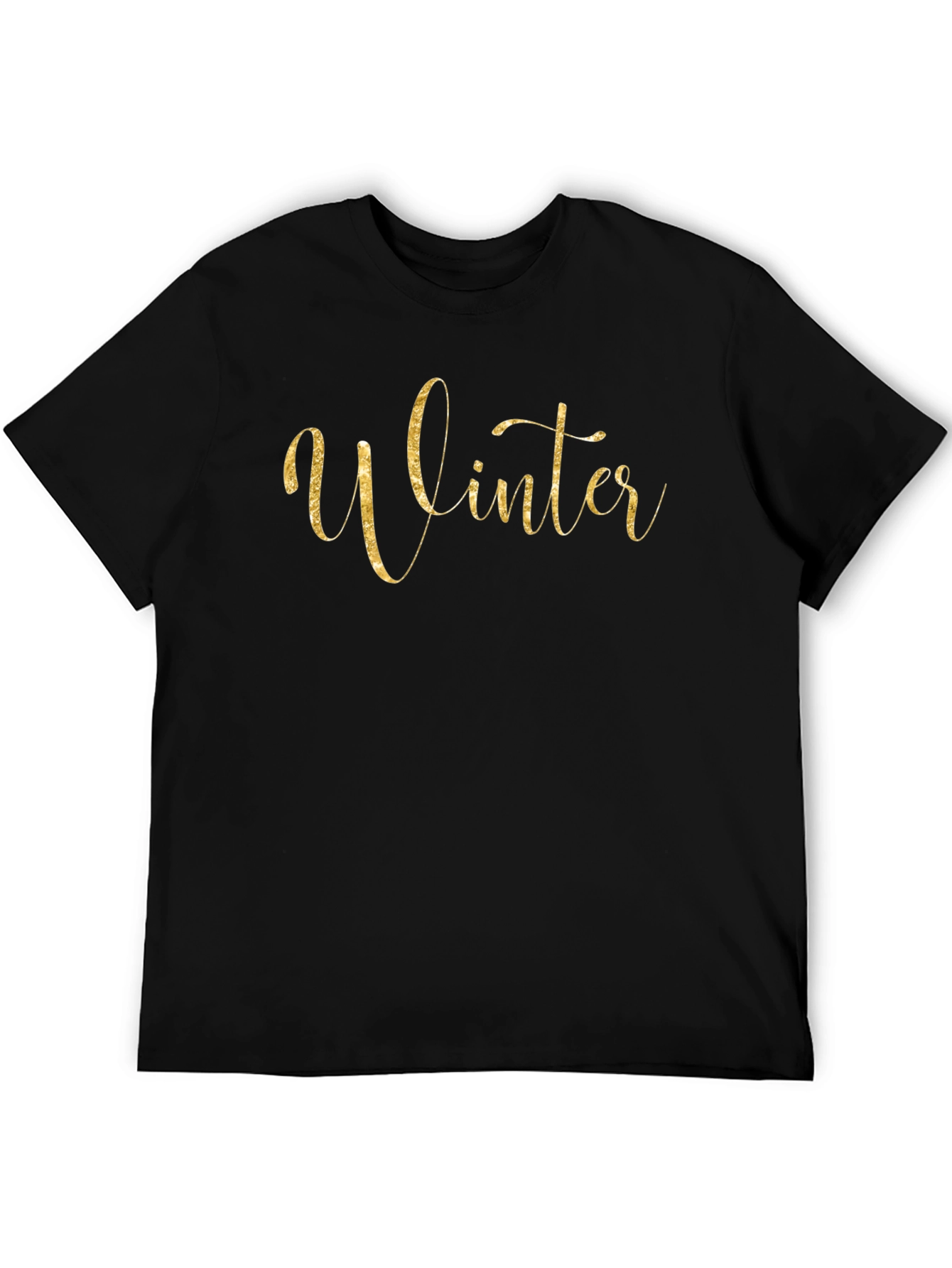 Winter Gold Script Black T-Shirt
