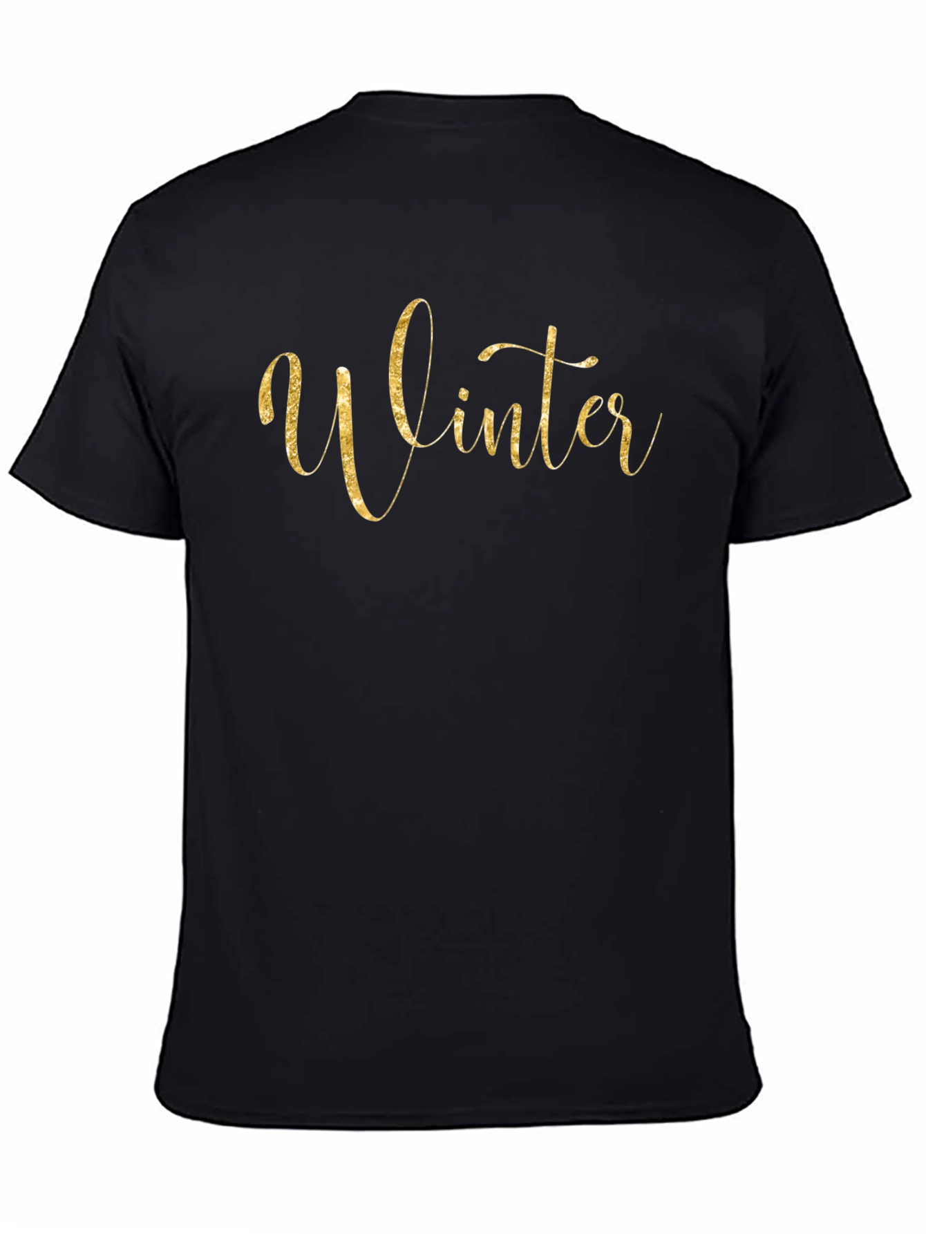 Winter Gold Script Black T-Shirt