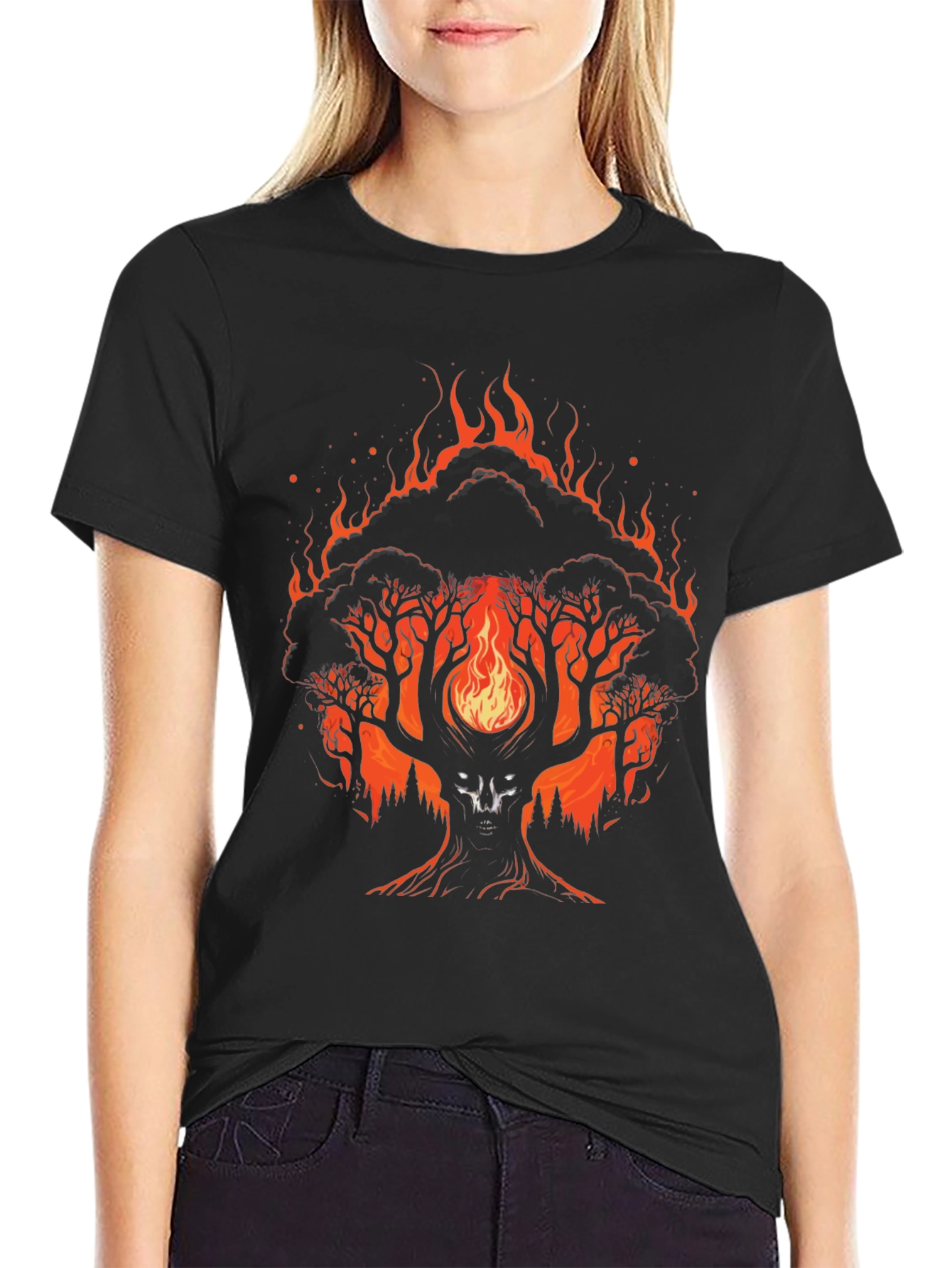 Fiery Tree Graphic Tee - Unique Design