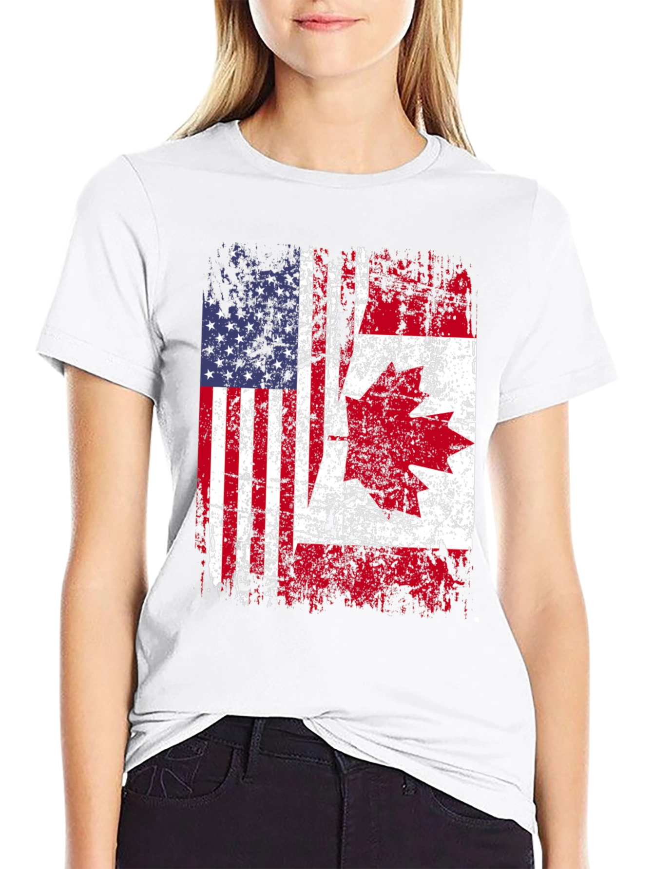 USA Canada Flag T-Shirt - Patriotic Graphic Tee