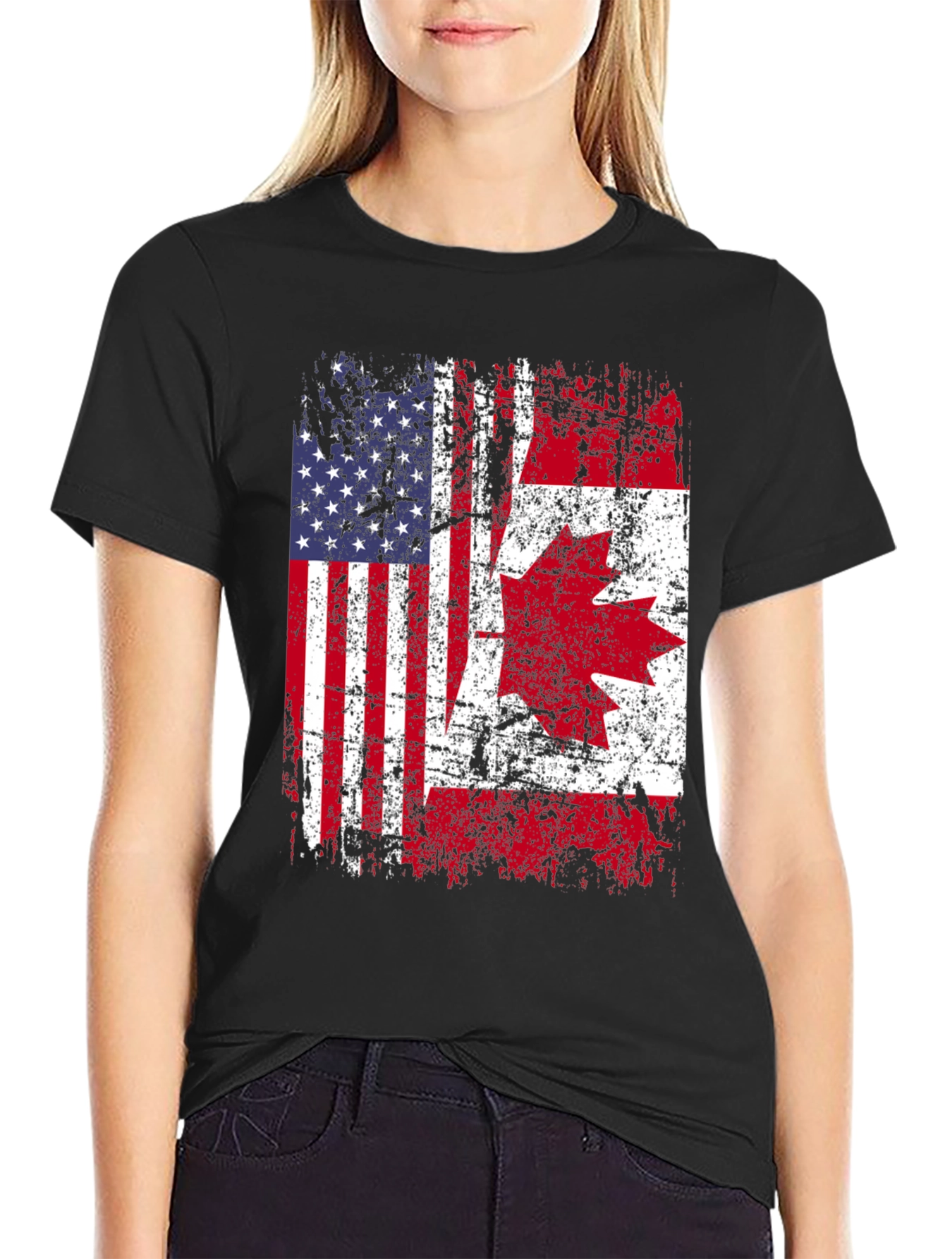 USA Canada Flag T-Shirt - Patriotic Graphic Tee