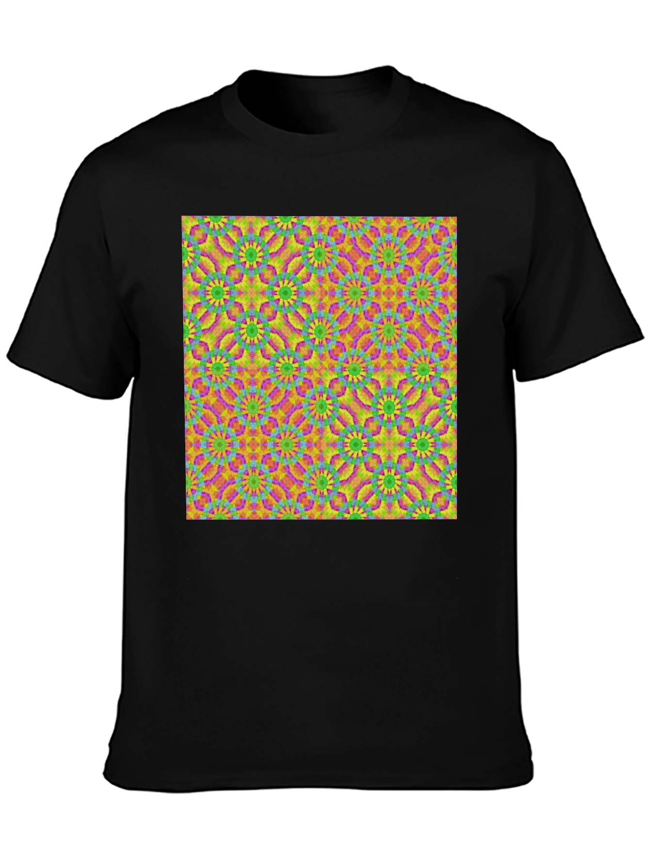 Patterned Graphic Print Black T-Shirt
