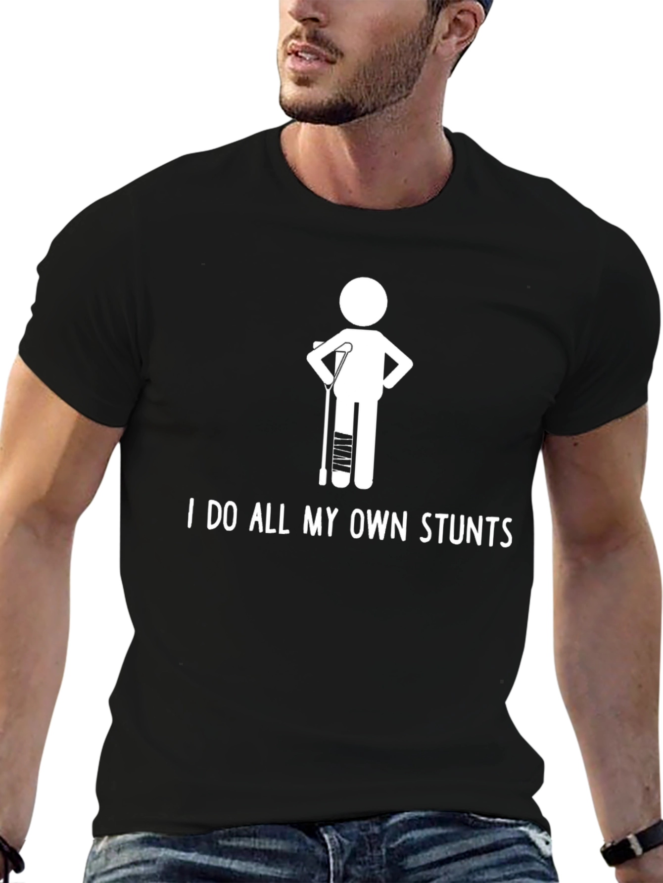 Funny Stuntman Broken Leg Graphic Tee