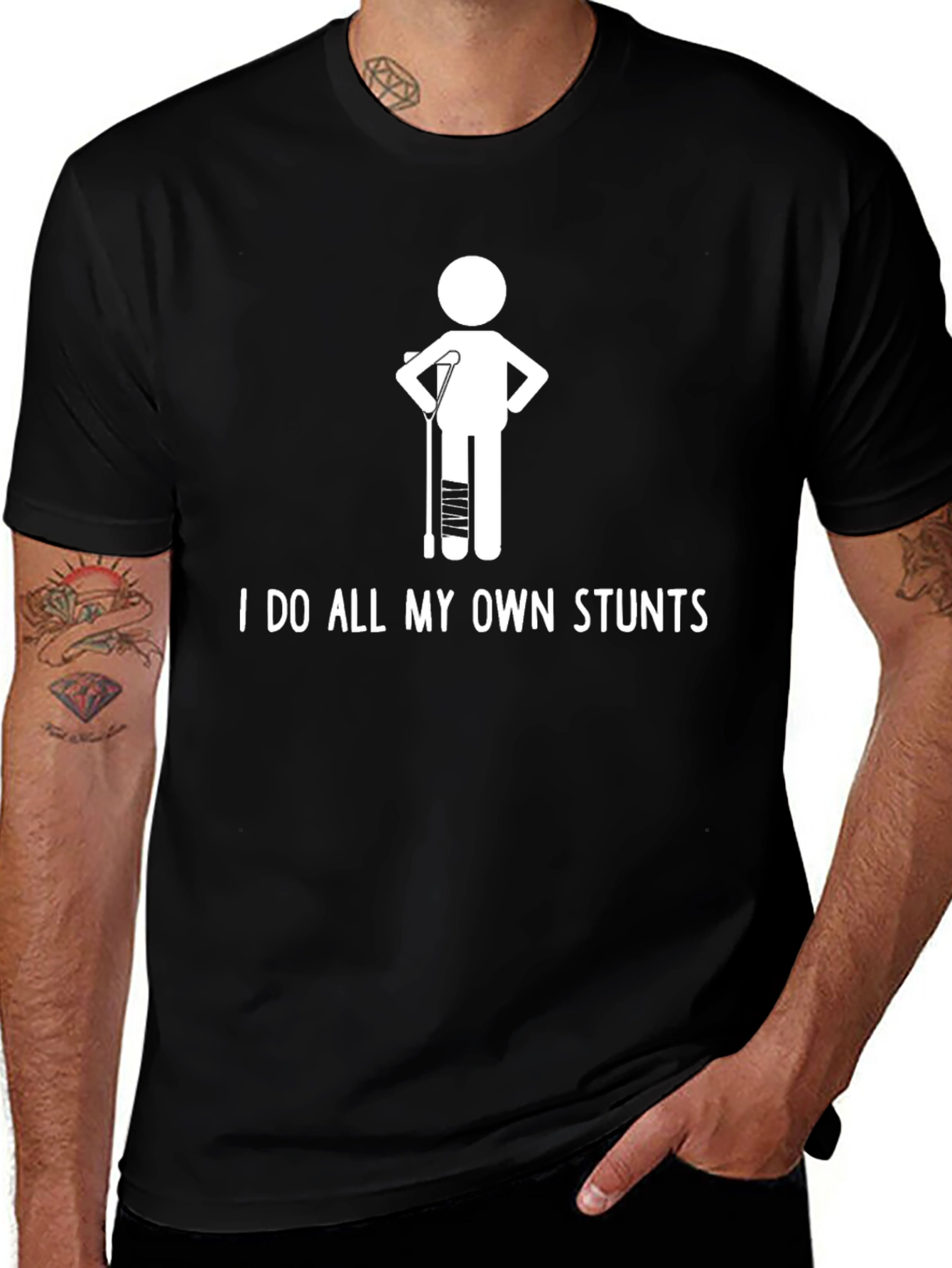 Funny Stuntman Broken Leg Graphic Tee
