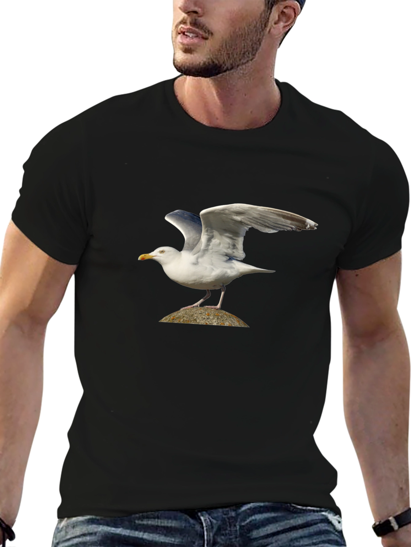 Seagull Graphic Tee - Black Bird Lover Shirt