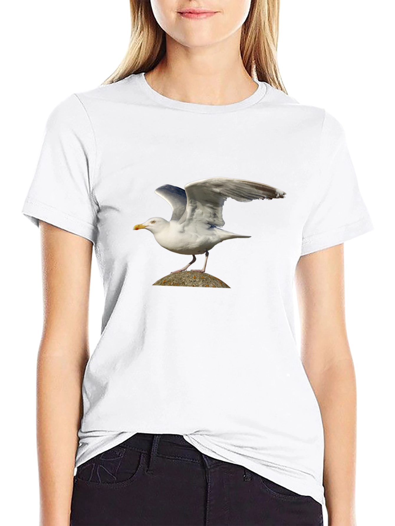 Seagull Graphic Tee - Black Bird Lover Shirt
