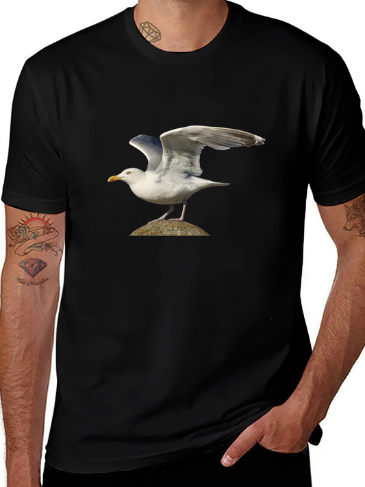Seagull Graphic Tee - Black Bird Lover Shirt