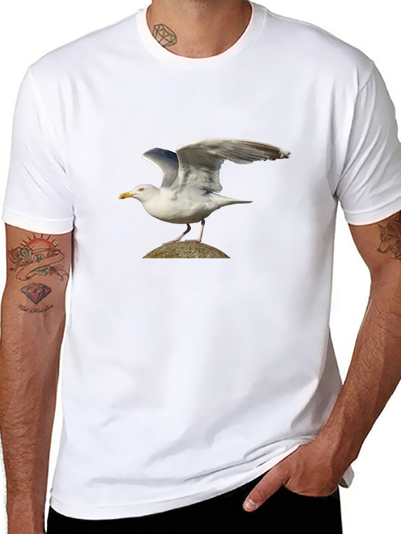 Seagull Graphic Tee - Black Bird Lover Shirt