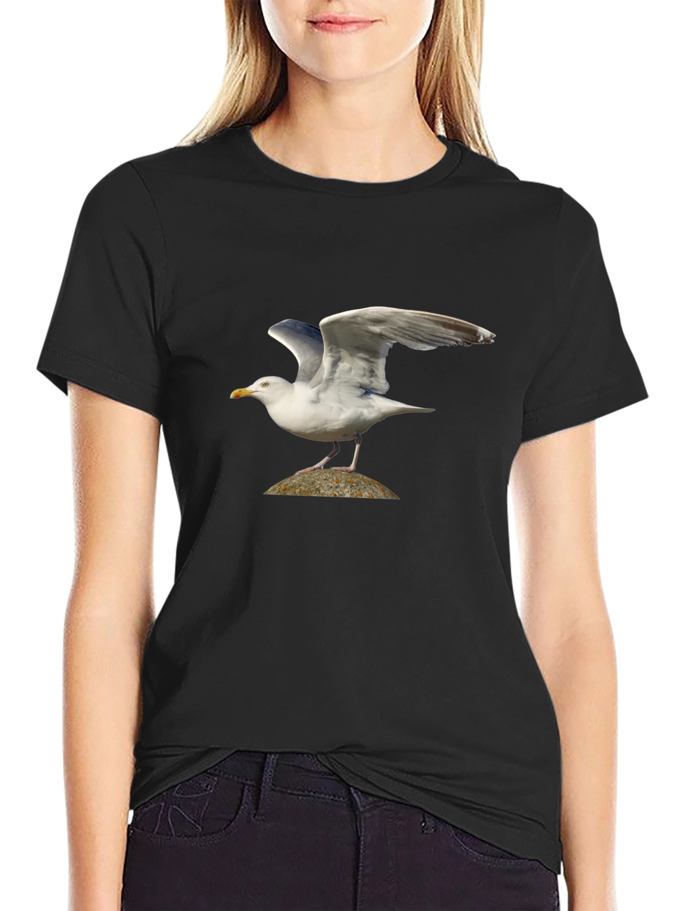 Seagull Graphic Tee - Black Bird Lover Shirt